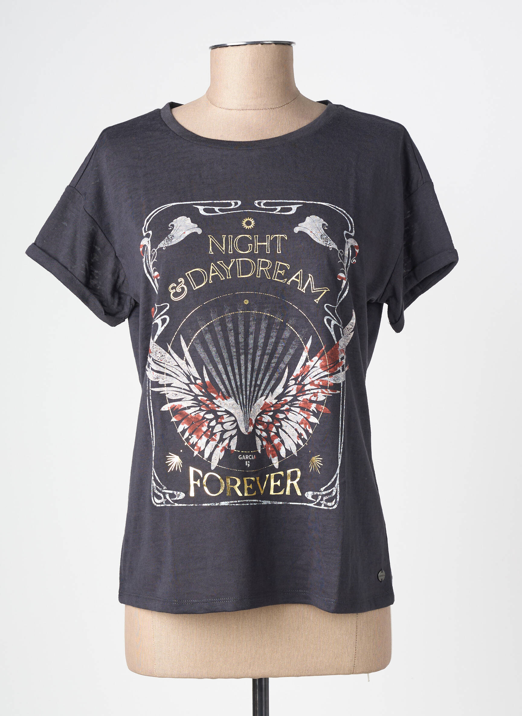 T-shirt sérigraphie manches courtes gris GARCIA femme