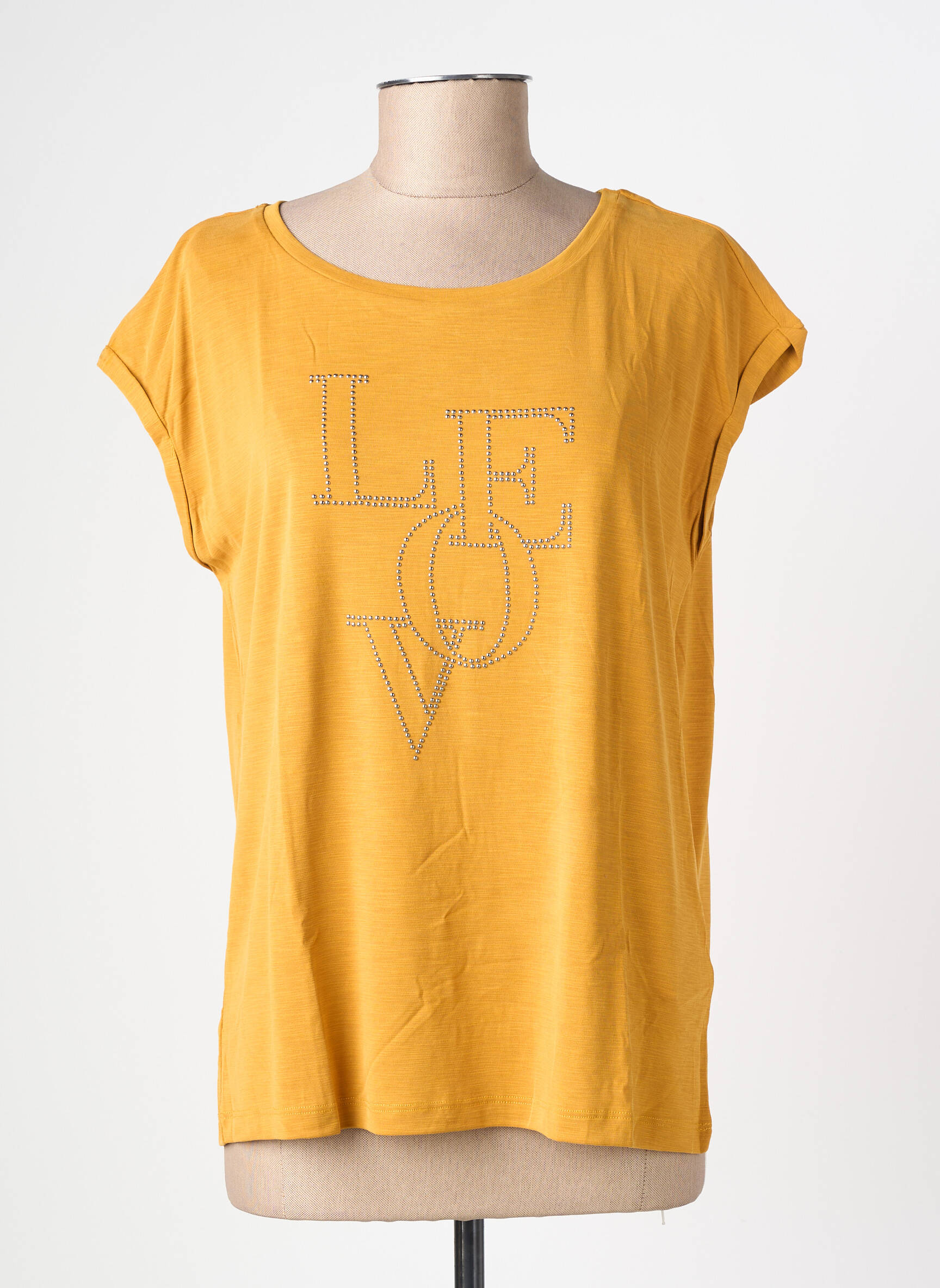 T-shirt sérigraphie avec strass manches courtes jaune STREET ONE femme