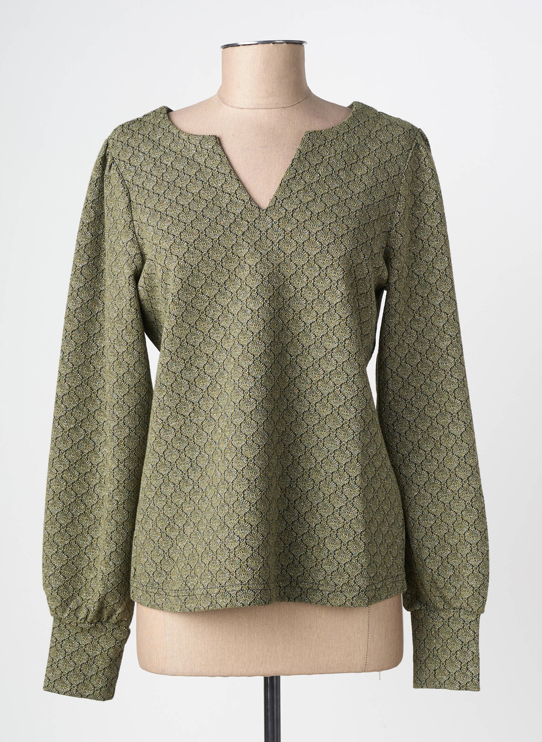 Top stretch manches longues vert GEISHA femme