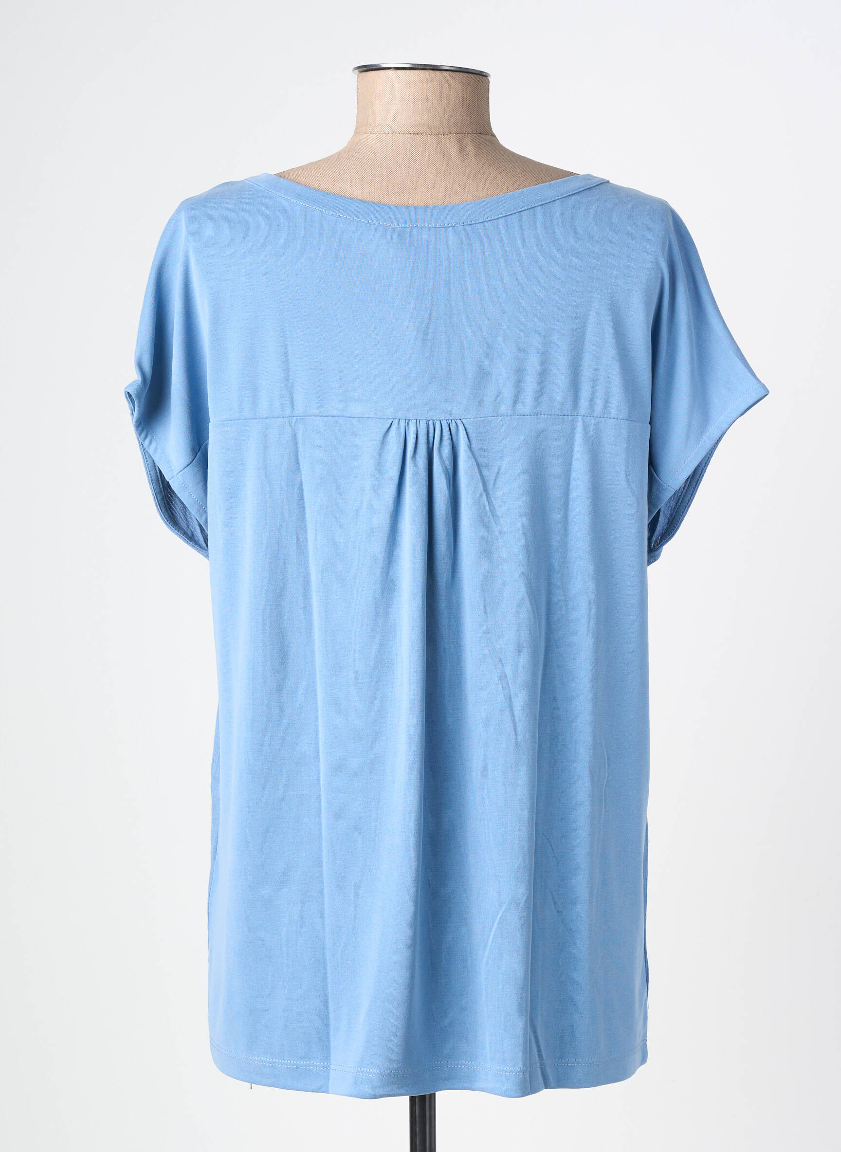 Top stretch manches courtes bleu GEISHA femme