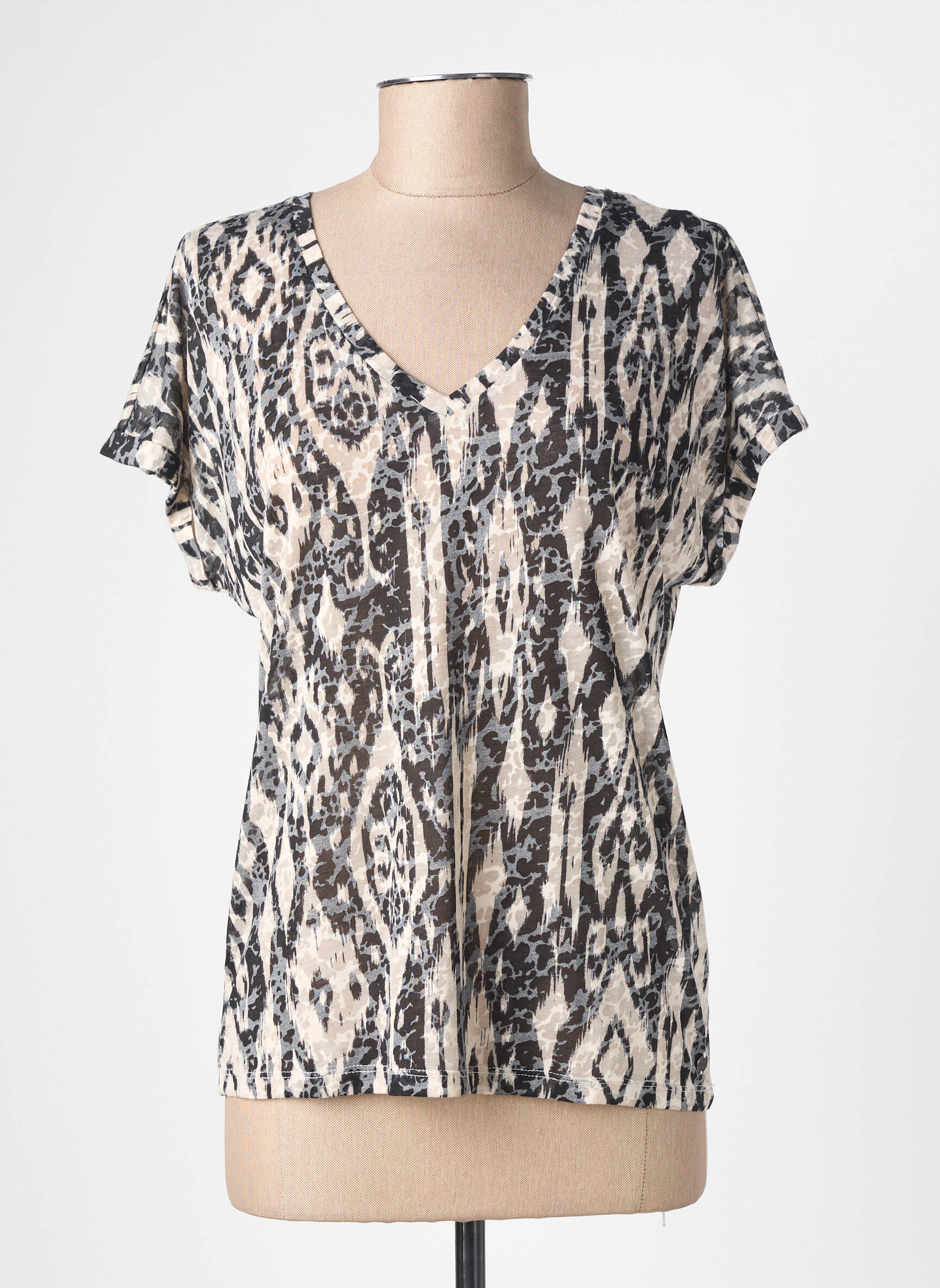 T-shirt imprimé fantaisie manches courtes noir GARCIA femme