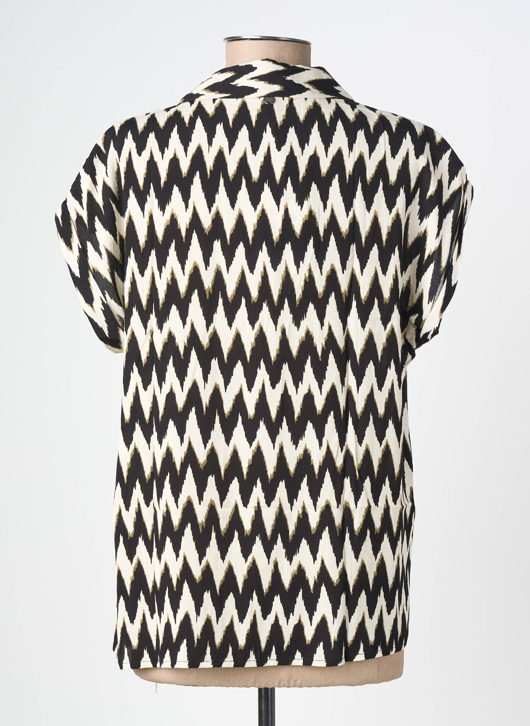 Blouse tissage crêpe manches courtes noir GARCIA femme