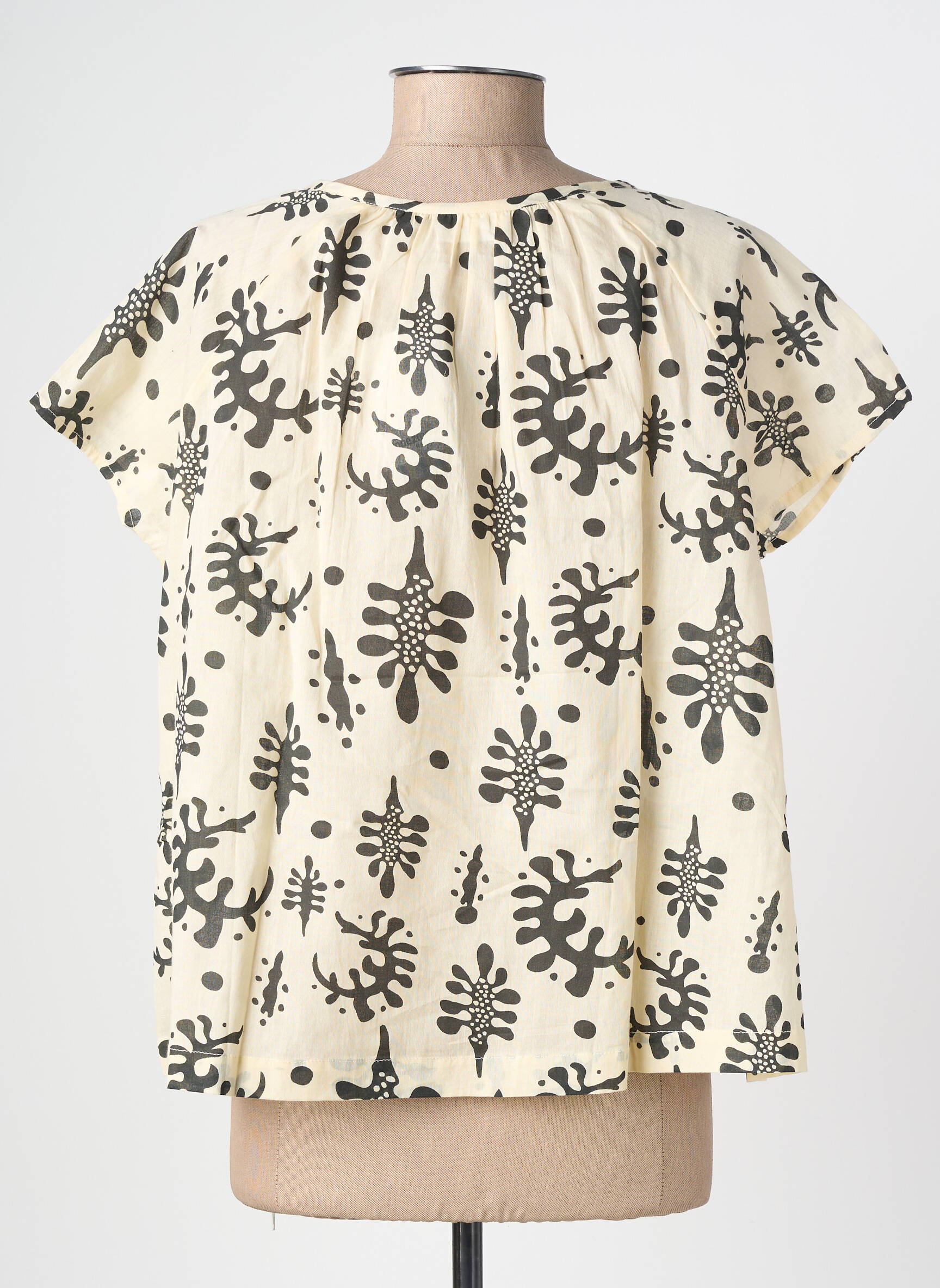 Blouse tissage popeline manches courtes beige LES TROPEZIENNES PAR M.BELARBI femme