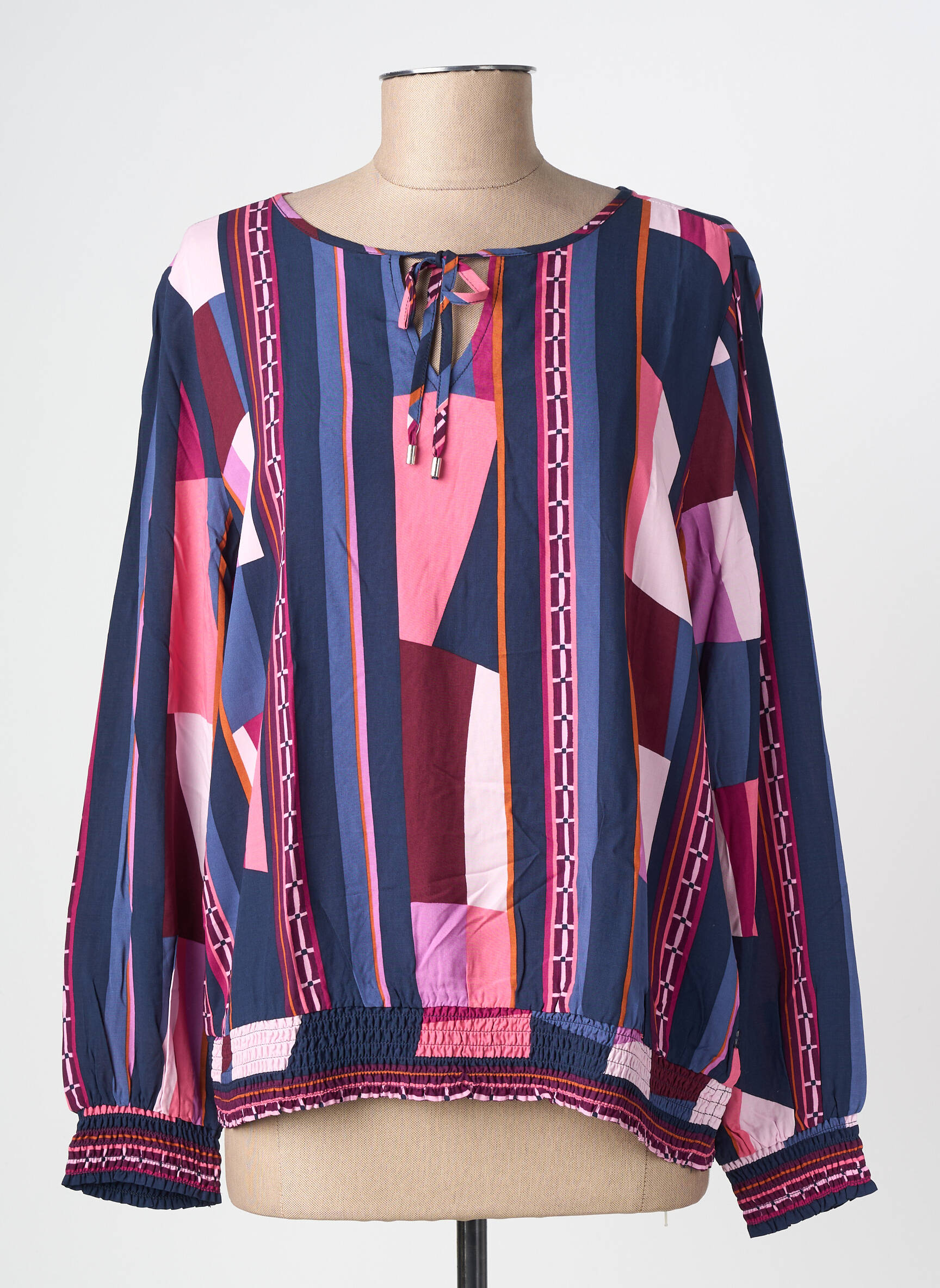 Blouse tissage popeline manches longues bleu STREET ONE femme