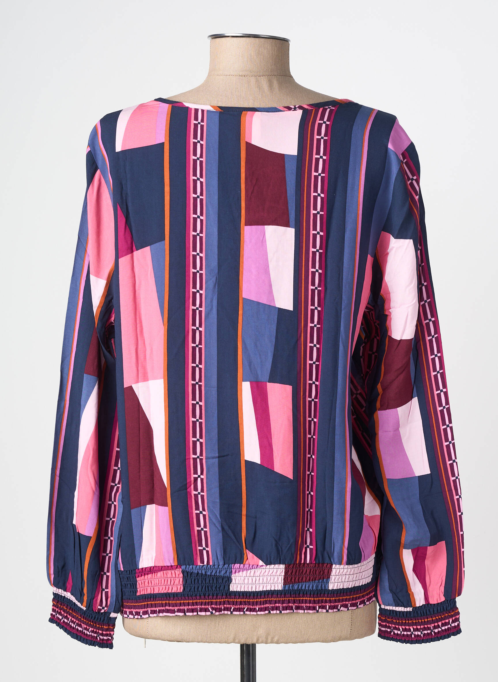 Blouse tissage popeline manches longues bleu STREET ONE femme