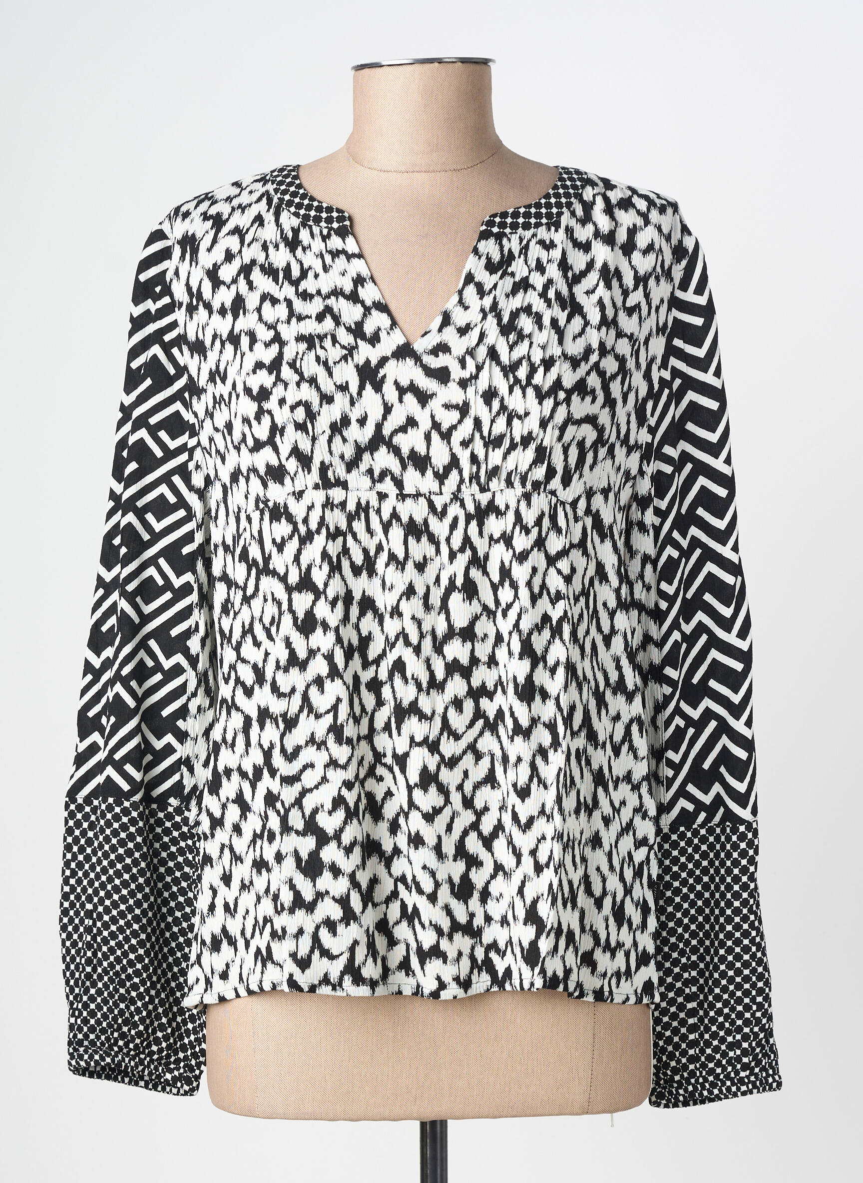 Top tissage crêpe manches longues noir STREET ONE femme