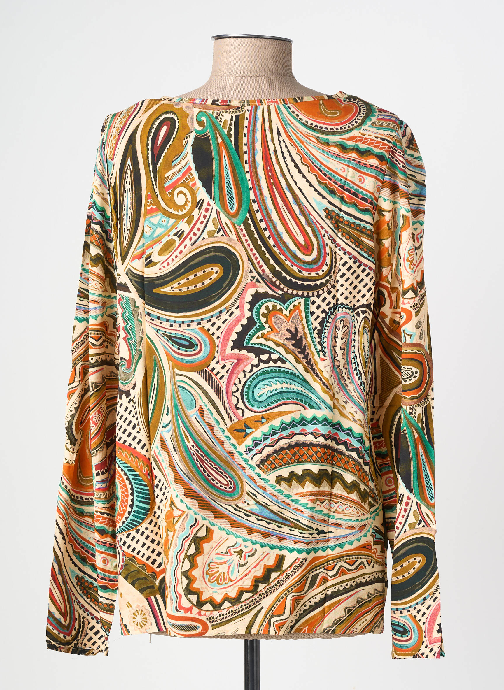 Blouse col rond manches longues beige GEISHA femme