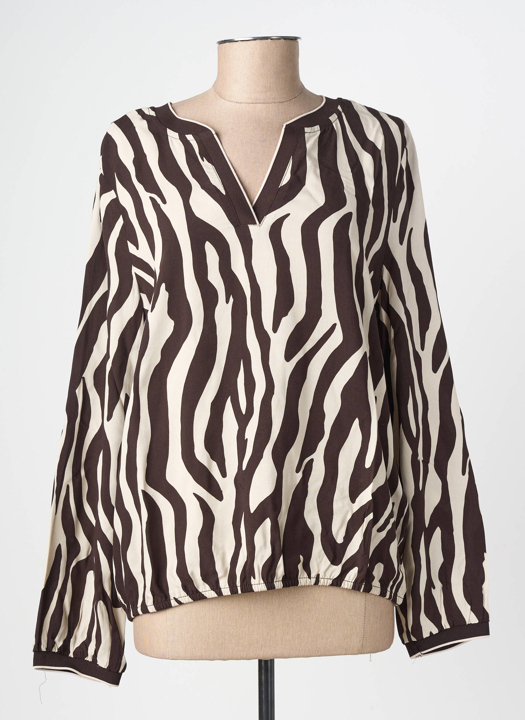 Blouse tissage popeline manches longues marron STREET ONE femme
