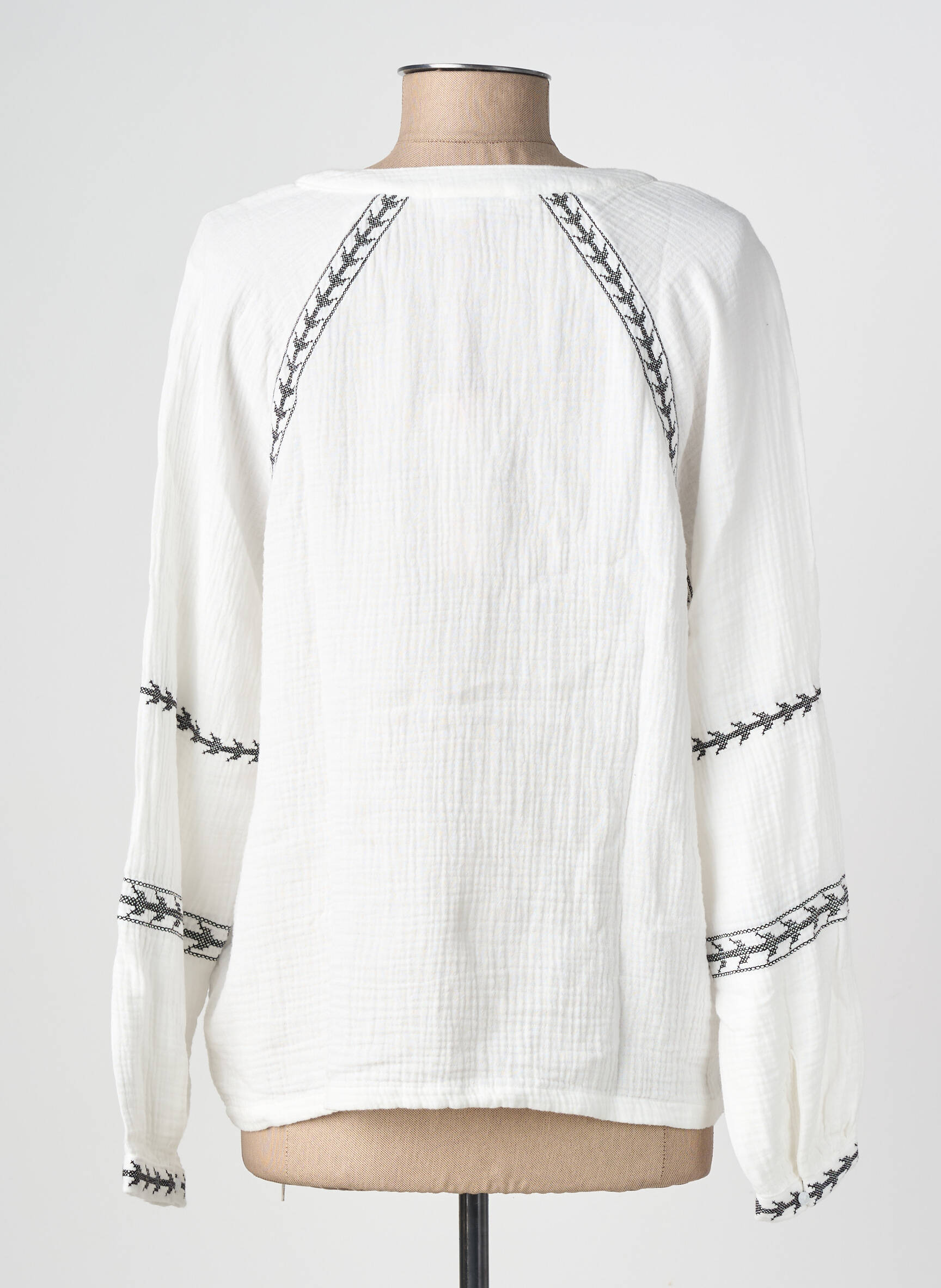 Blouse tissage popeline manches longues blanc STREET ONE femme
