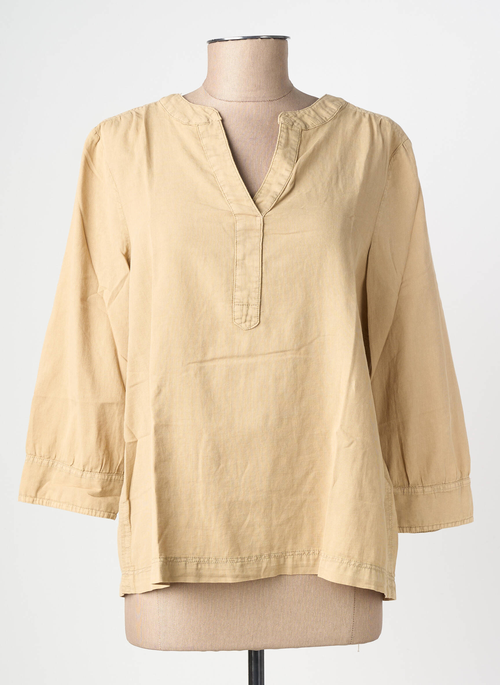 Blouse tissage popeline manches longues beige STREET ONE femme