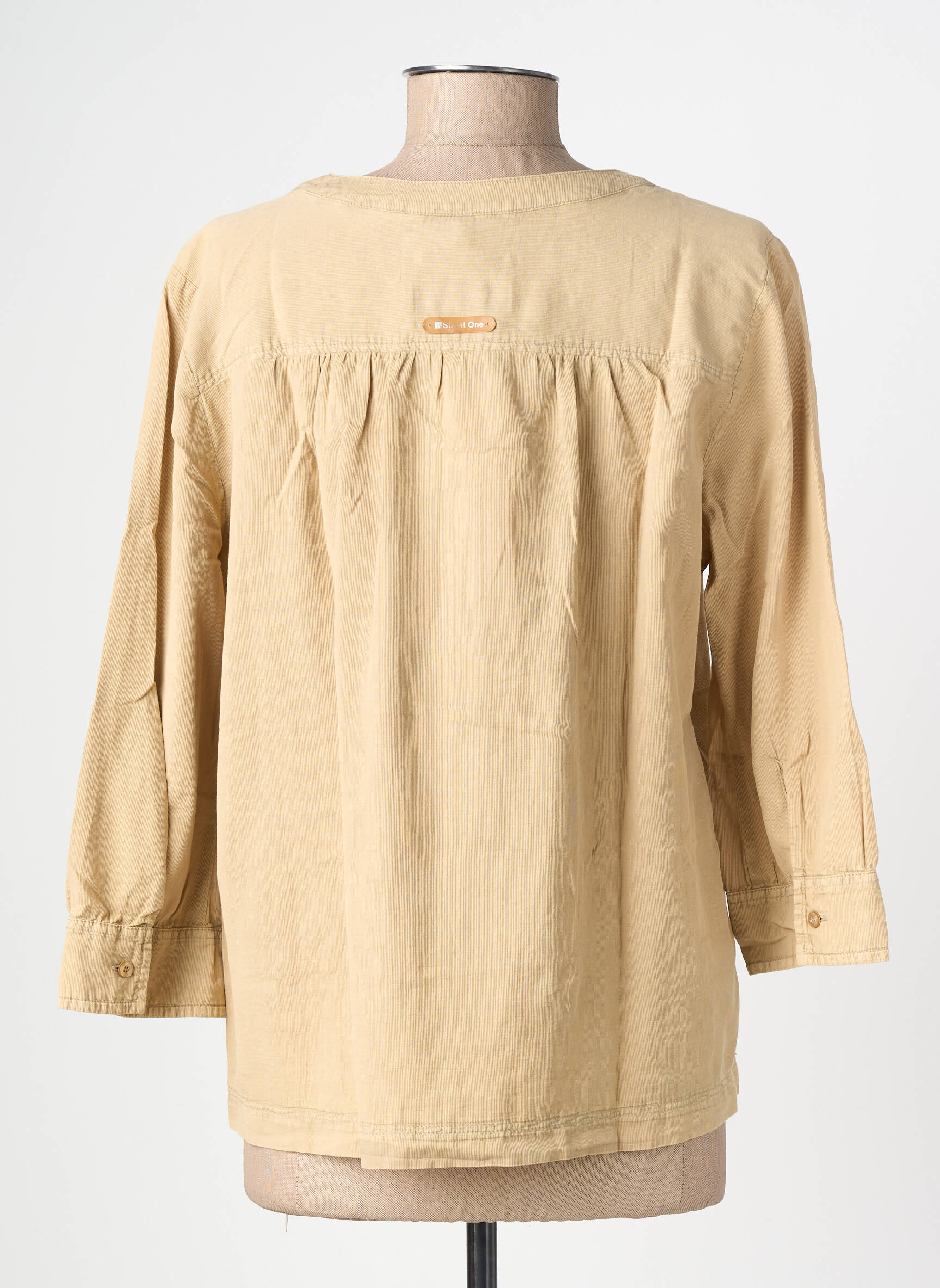 Blouse tissage popeline manches longues beige STREET ONE femme