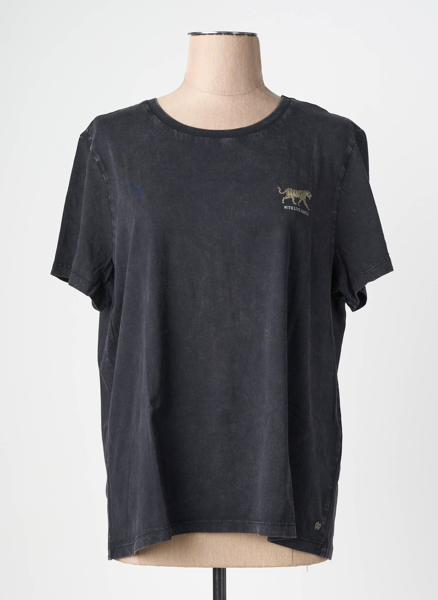 T-shirt sérigraphie manches courtes noir GARCIA femme