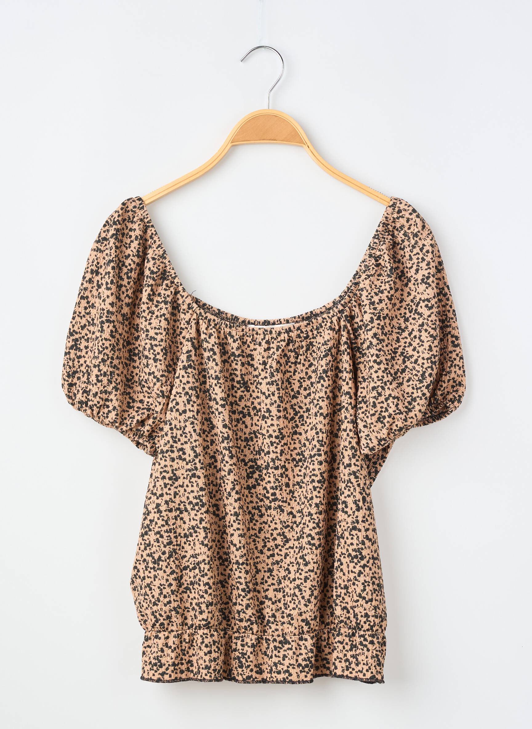 Top coupe cintrée manches courtes beige GARCIA fille