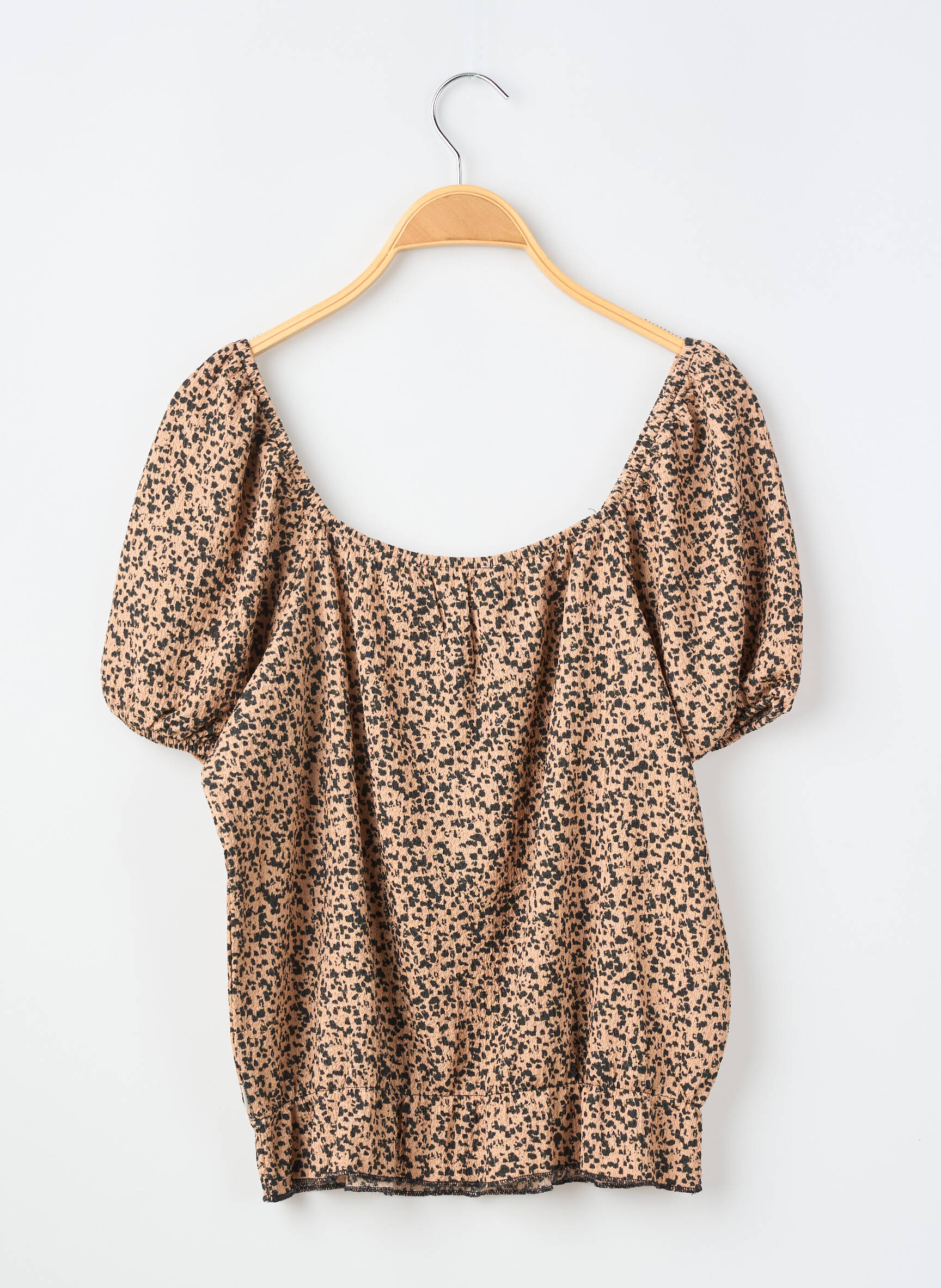 Top coupe cintrée manches courtes beige GARCIA fille