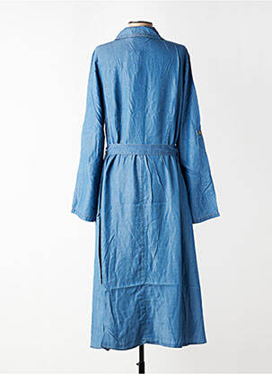 Robe mi-longue manches longues manches longues bleu GEISHA femme