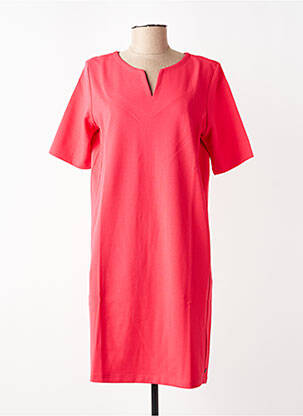 Robe mi-longue tissage crêpe manches courtes rouge GARCIA femme