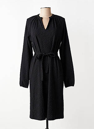 Robe mi-longue manches longues manches longues noir GEISHA femme