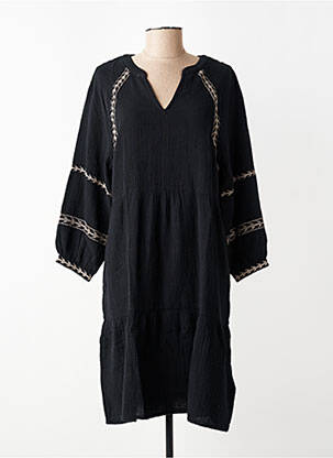 Robe mi-longue manches longues manches longues noir STREET ONE femme
