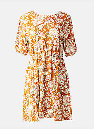 Robe courte imprimé fantaisie manches courtes orange LE TEMPS DES CERISES fille