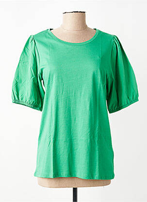 T-shirt coupe droite manches courtes vert GEISHA femme