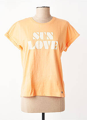 T-shirt sérigraphie floquée manches courtes orange GARCIA femme