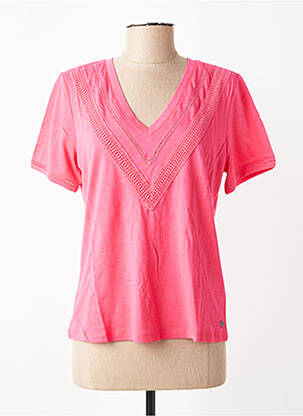 T-shirt col v manches courtes rose GARCIA femme