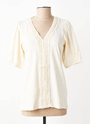 T-shirt col v manches courtes beige SOYACONCEPT femme