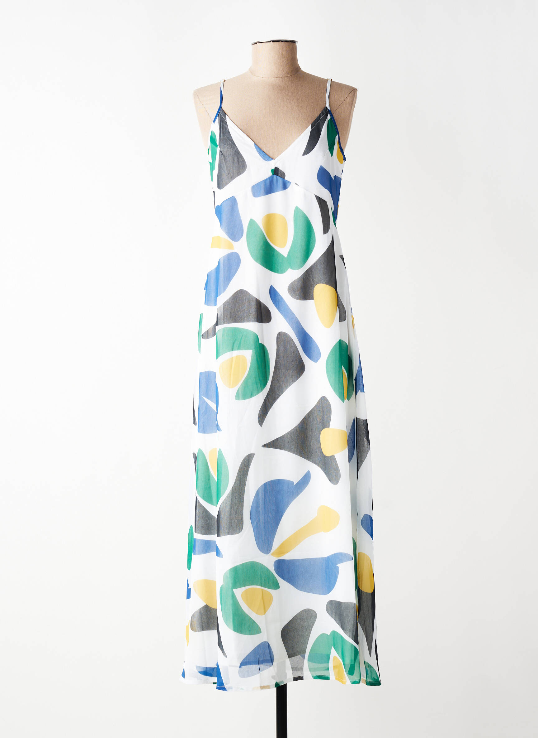 Robe longue manches bretelles ajustables fines bretelles blanc LES TROPEZIENNES PAR M.BELARBI femme