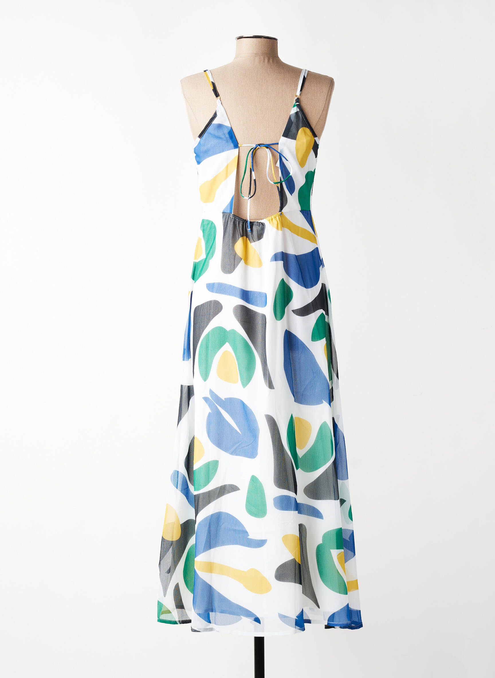 Robe longue manches bretelles ajustables fines bretelles blanc LES TROPEZIENNES PAR M.BELARBI femme