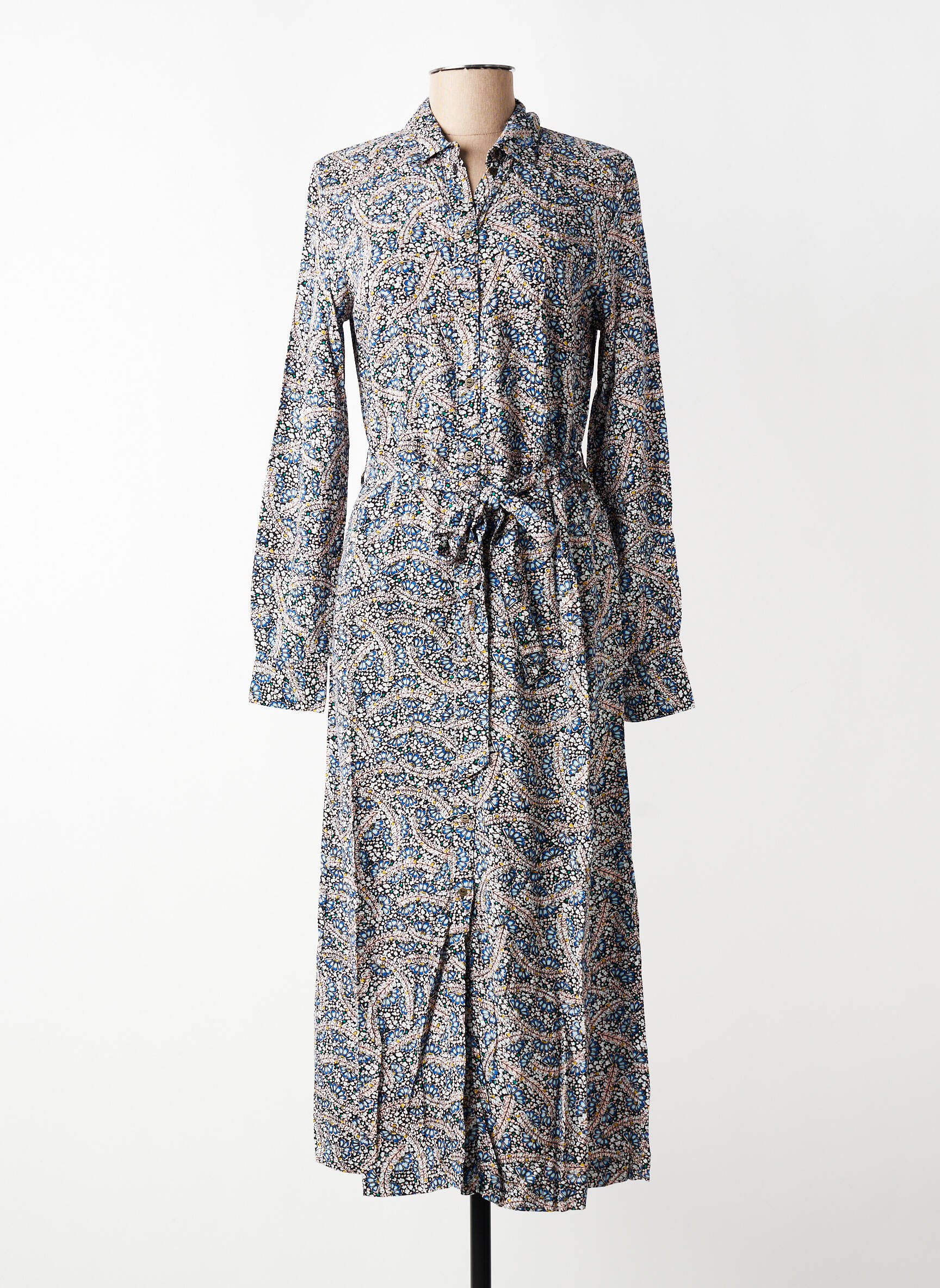 Robe longue manches longues manches longues bleu GARCIA femme