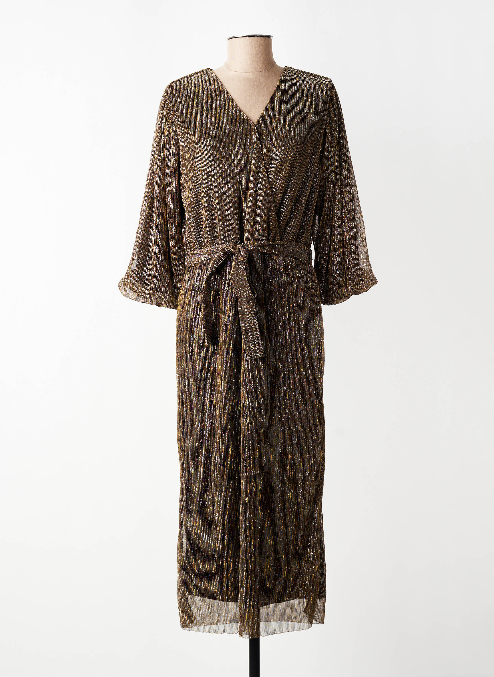Robe longue coupe cintrée manches 3/4 noir GARCIA femme
