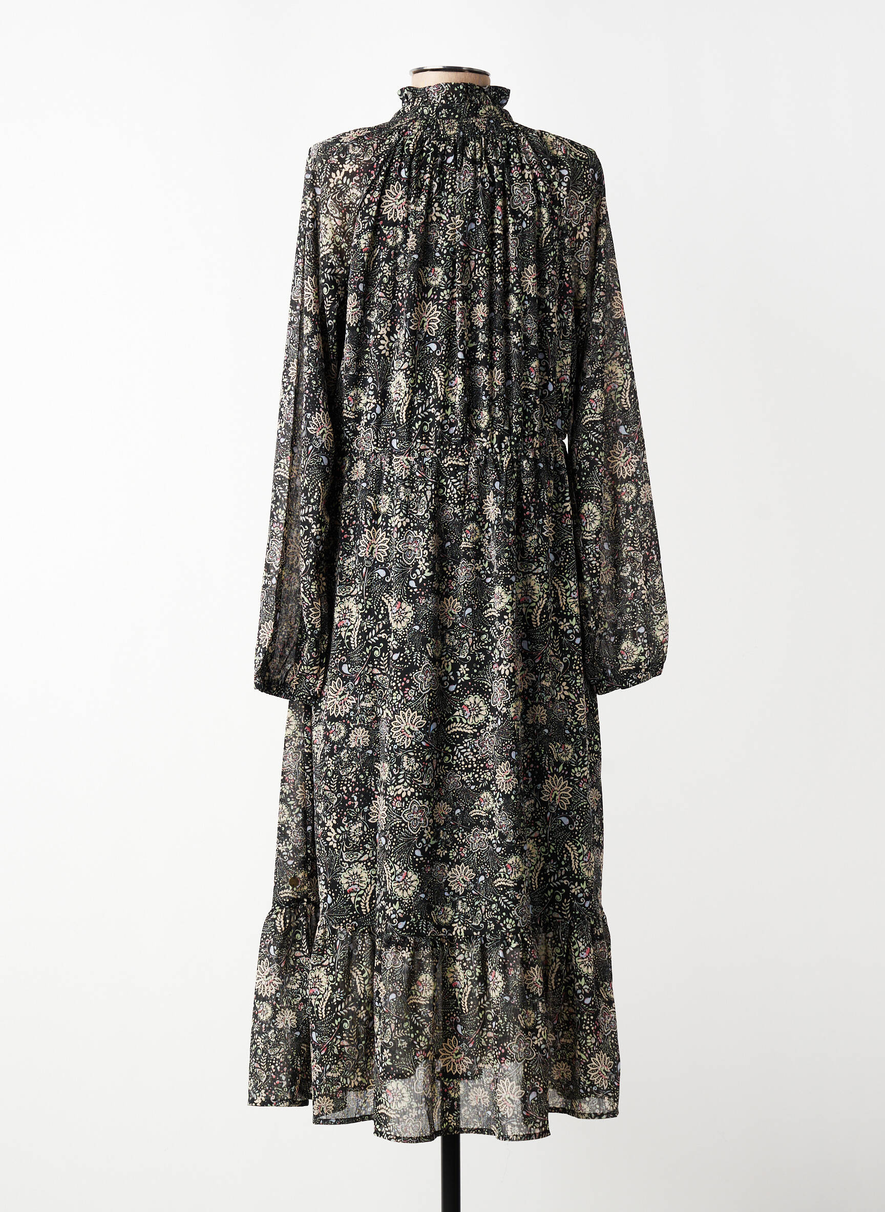 Robe longue manches longues manches longues noir GARCIA femme