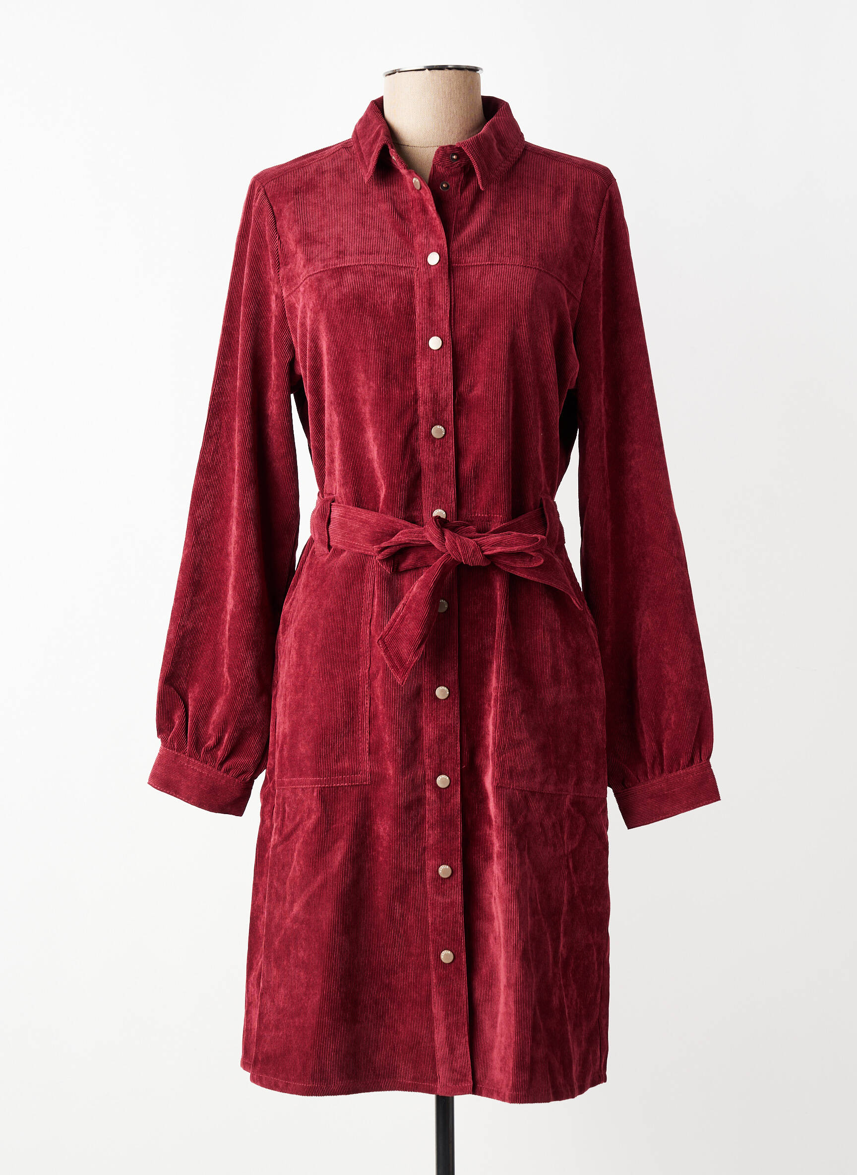 Robe mi-longue manches longues manches longues rouge GARCIA femme