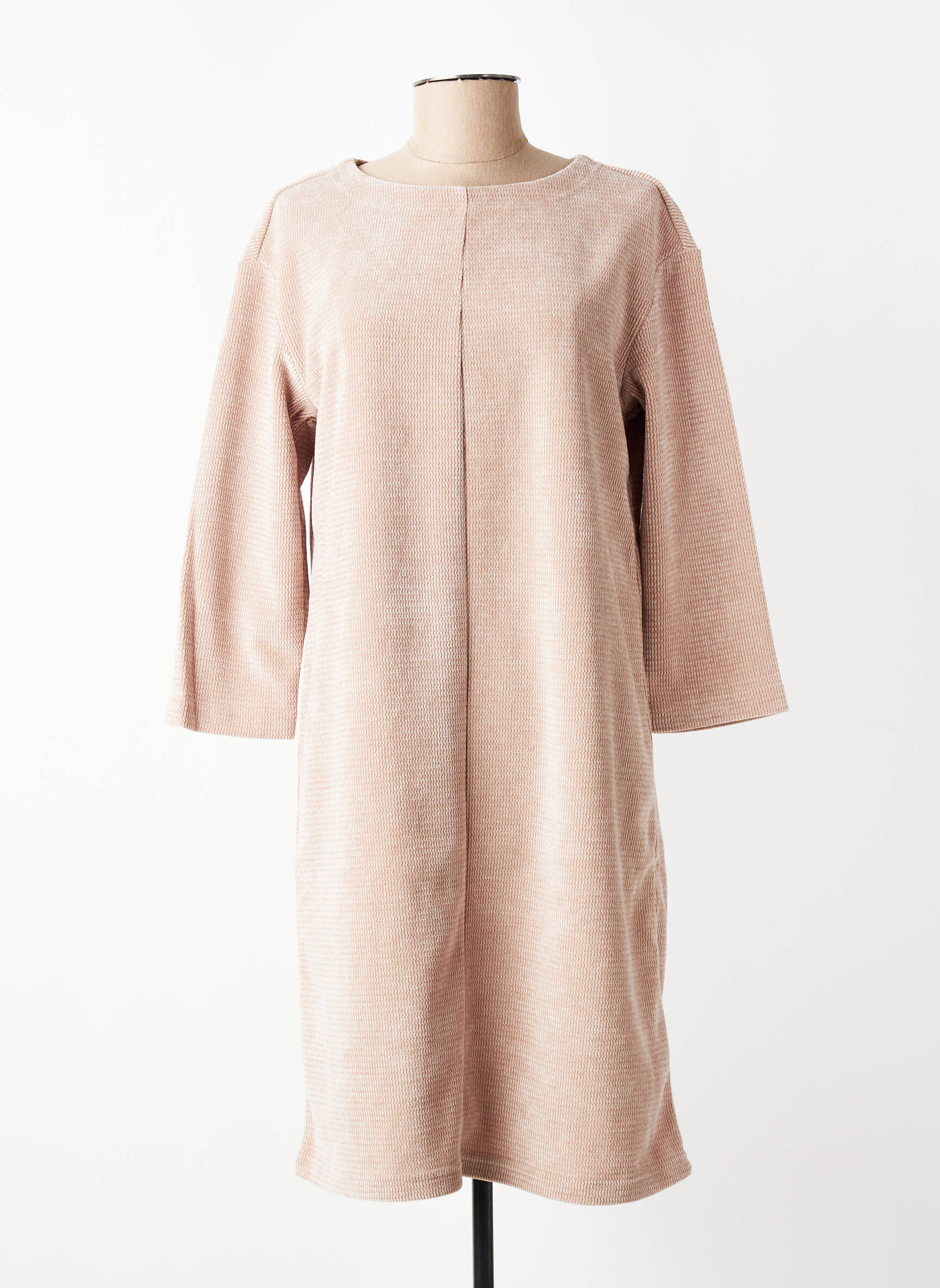 Robe mi-longue manches 3/4 manches 3/4 beige STREET ONE femme