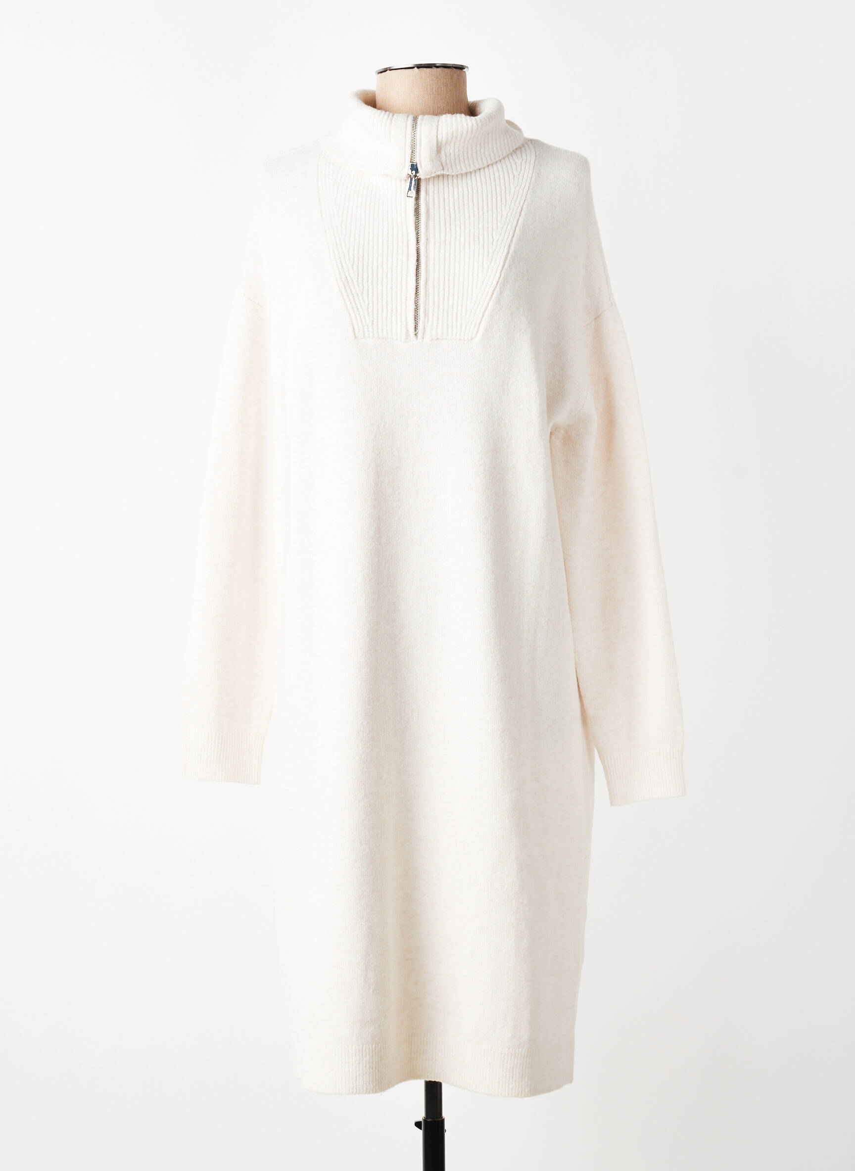 Robe pull coupe droite manches longues beige STREET ONE femme
