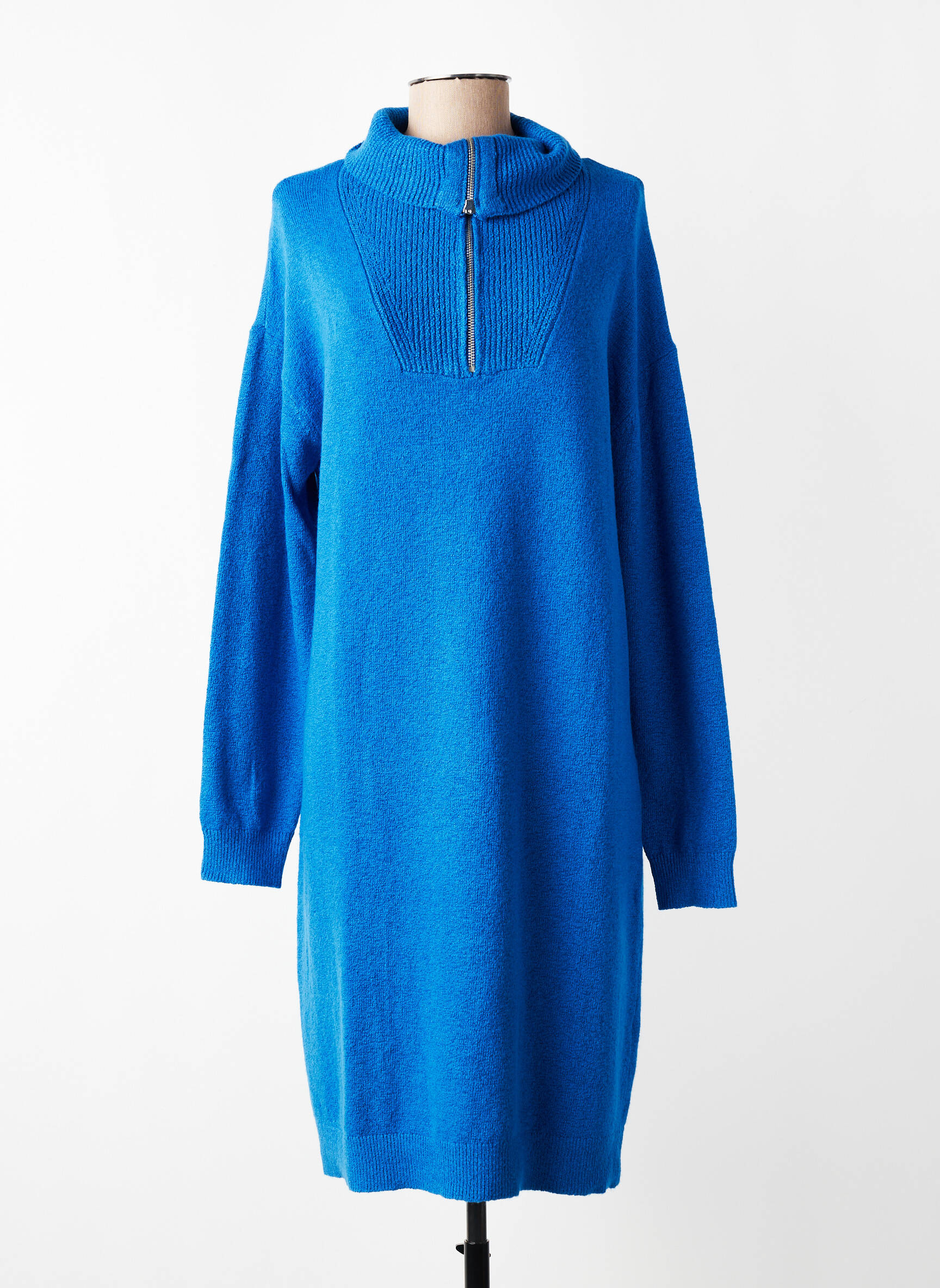 Robe pull coupe droite manches longues bleu STREET ONE femme