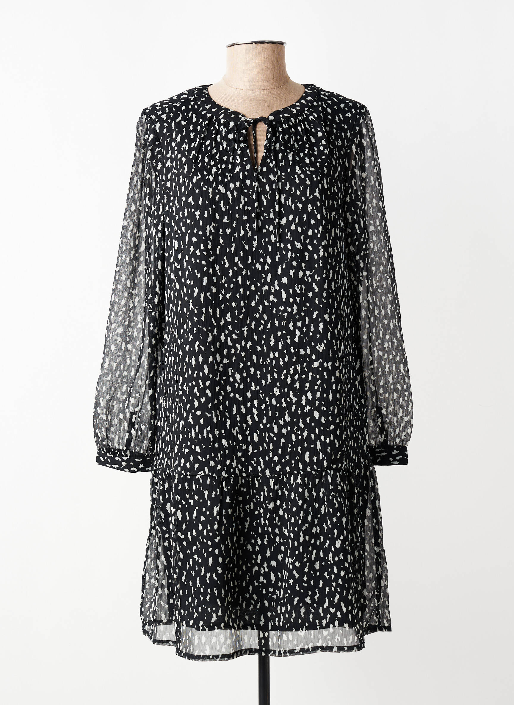 Robe mi-longue imprimé fantaisie manches longues noir STREET ONE femme