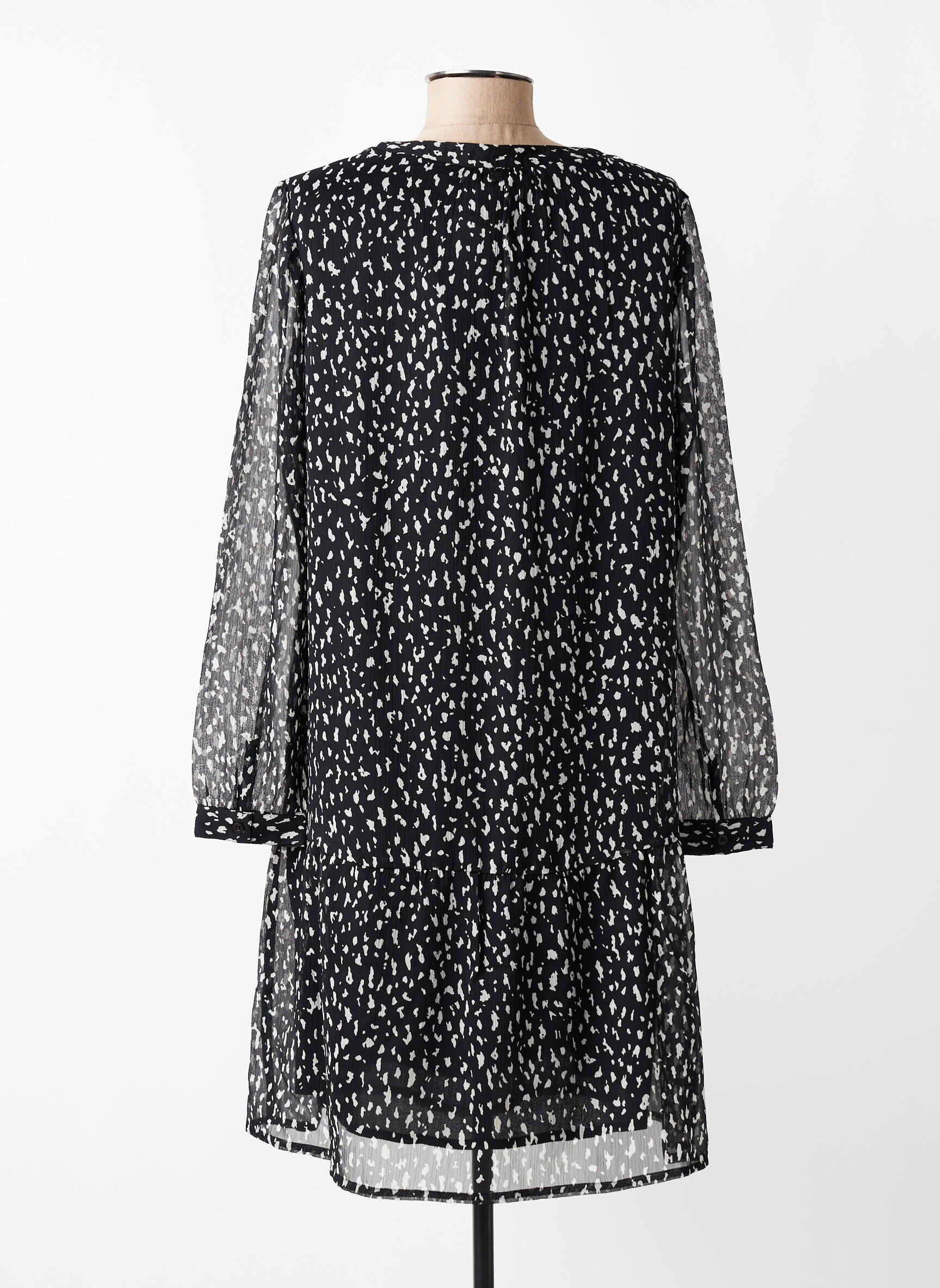 Robe mi-longue imprimé fantaisie manches longues noir STREET ONE femme
