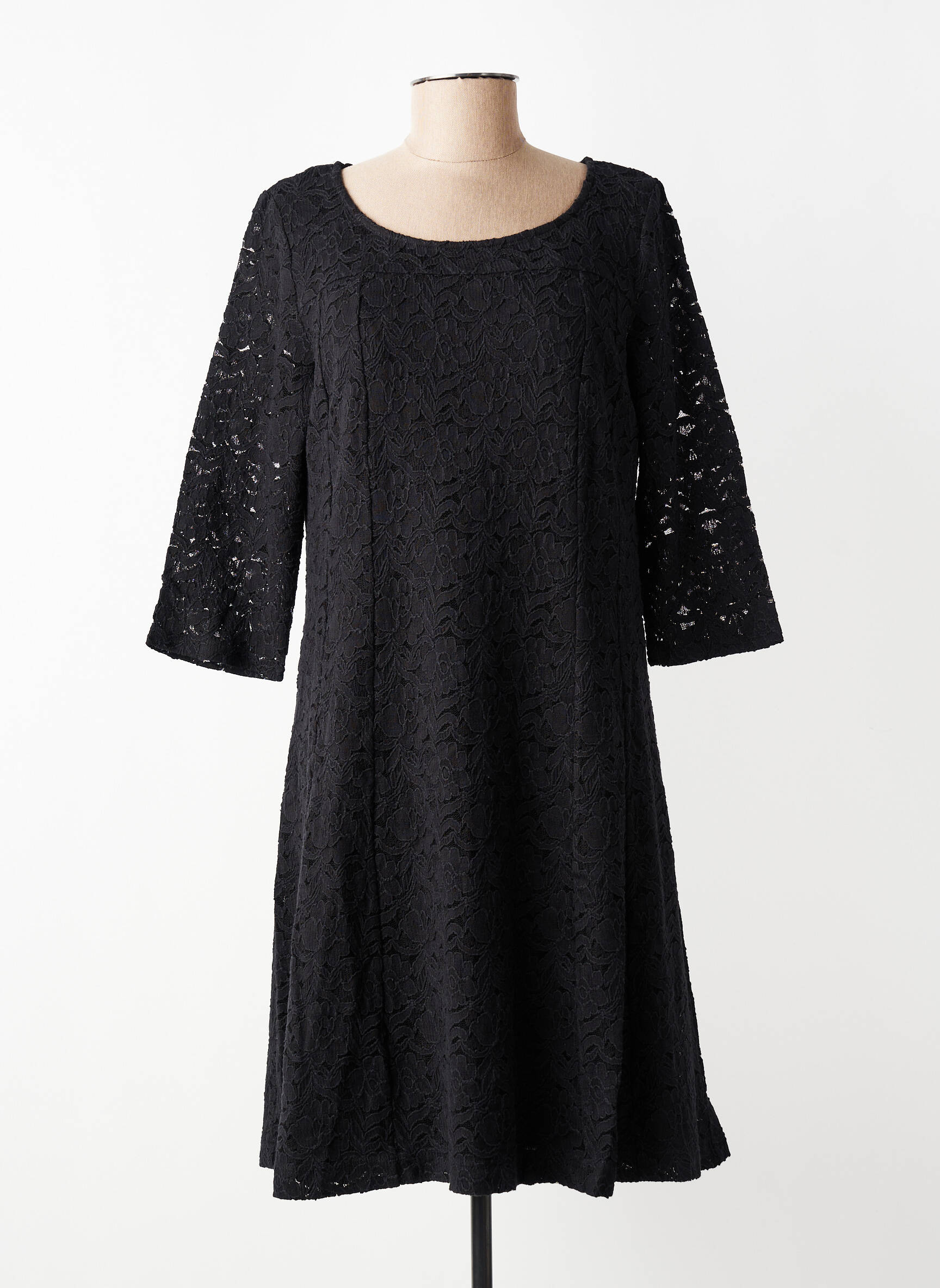 Robe mi-longue manches courtes manches courtes noir STREET ONE femme