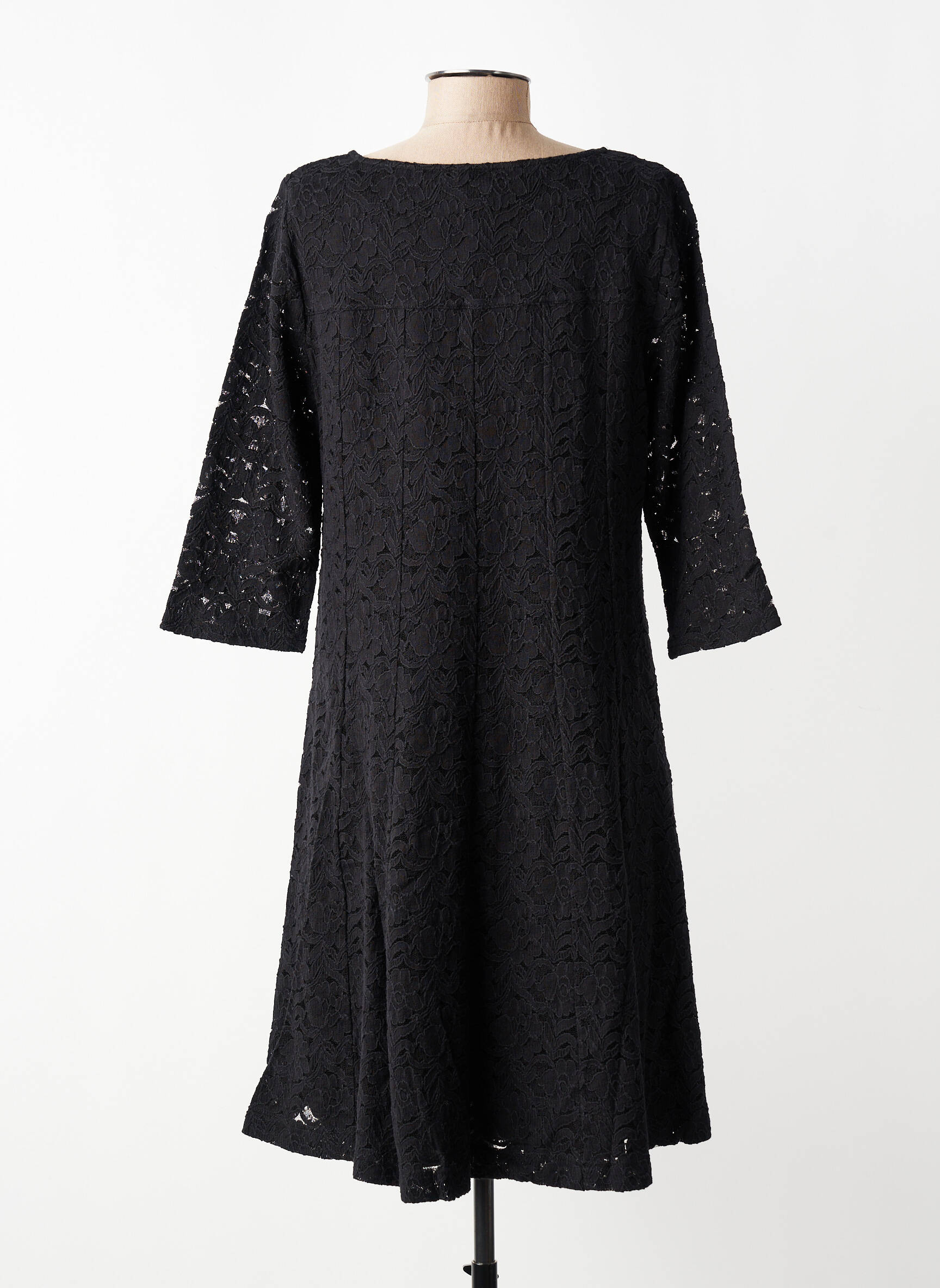 Robe mi-longue manches courtes manches courtes noir STREET ONE femme