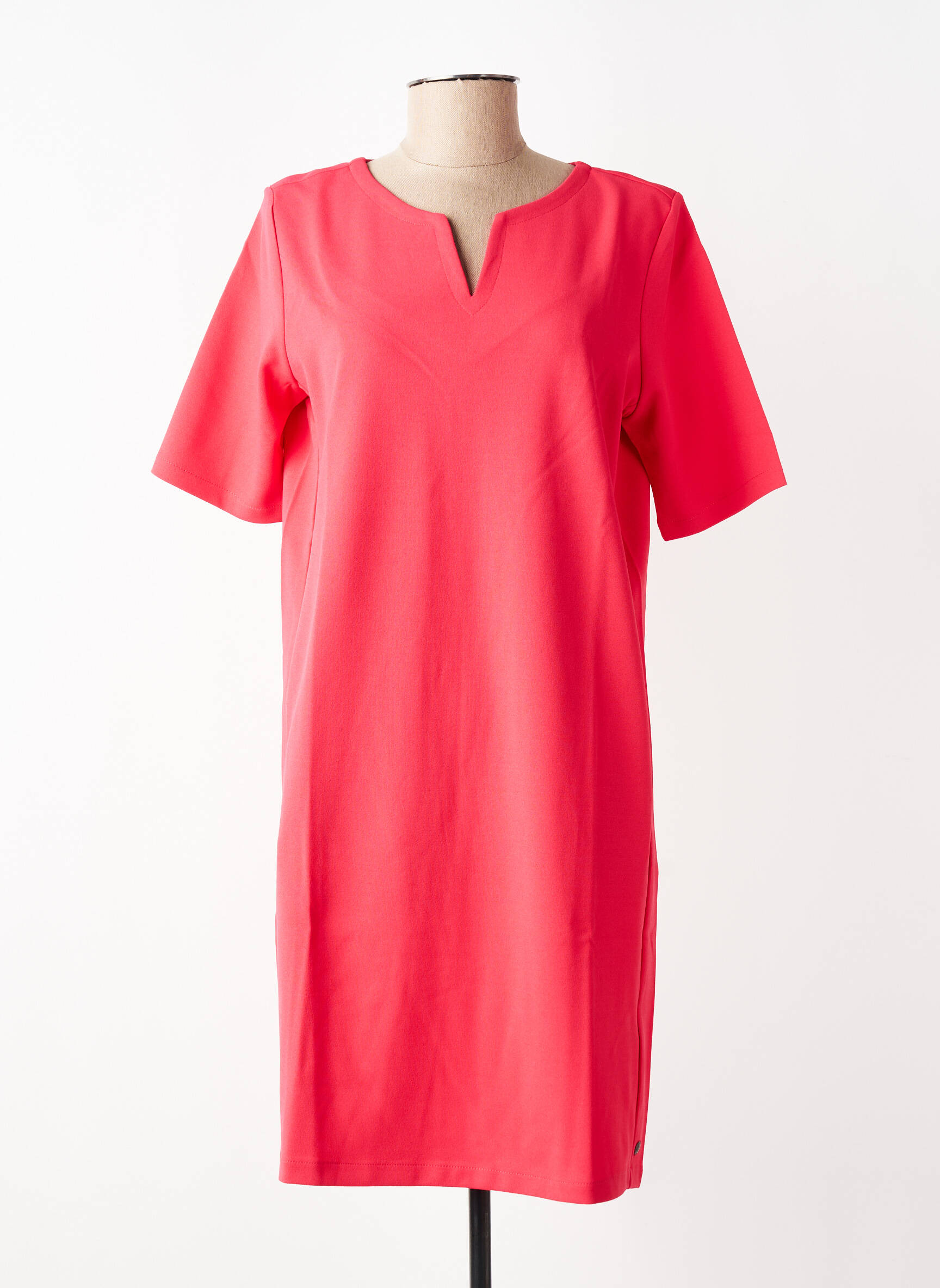 Robe mi-longue tissage crêpe manches courtes rouge GARCIA femme
