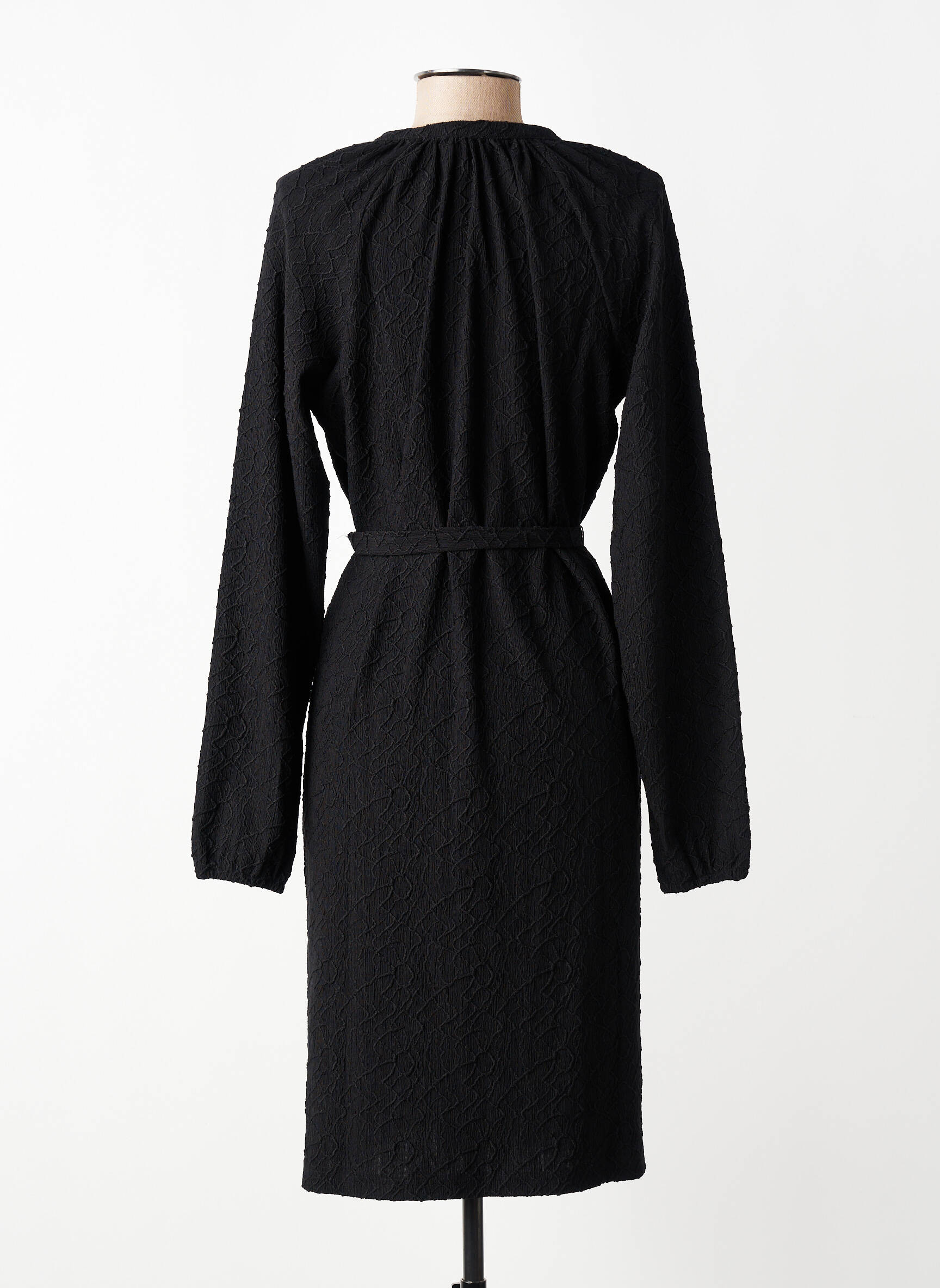 Robe mi-longue manches longues manches longues noir GEISHA femme