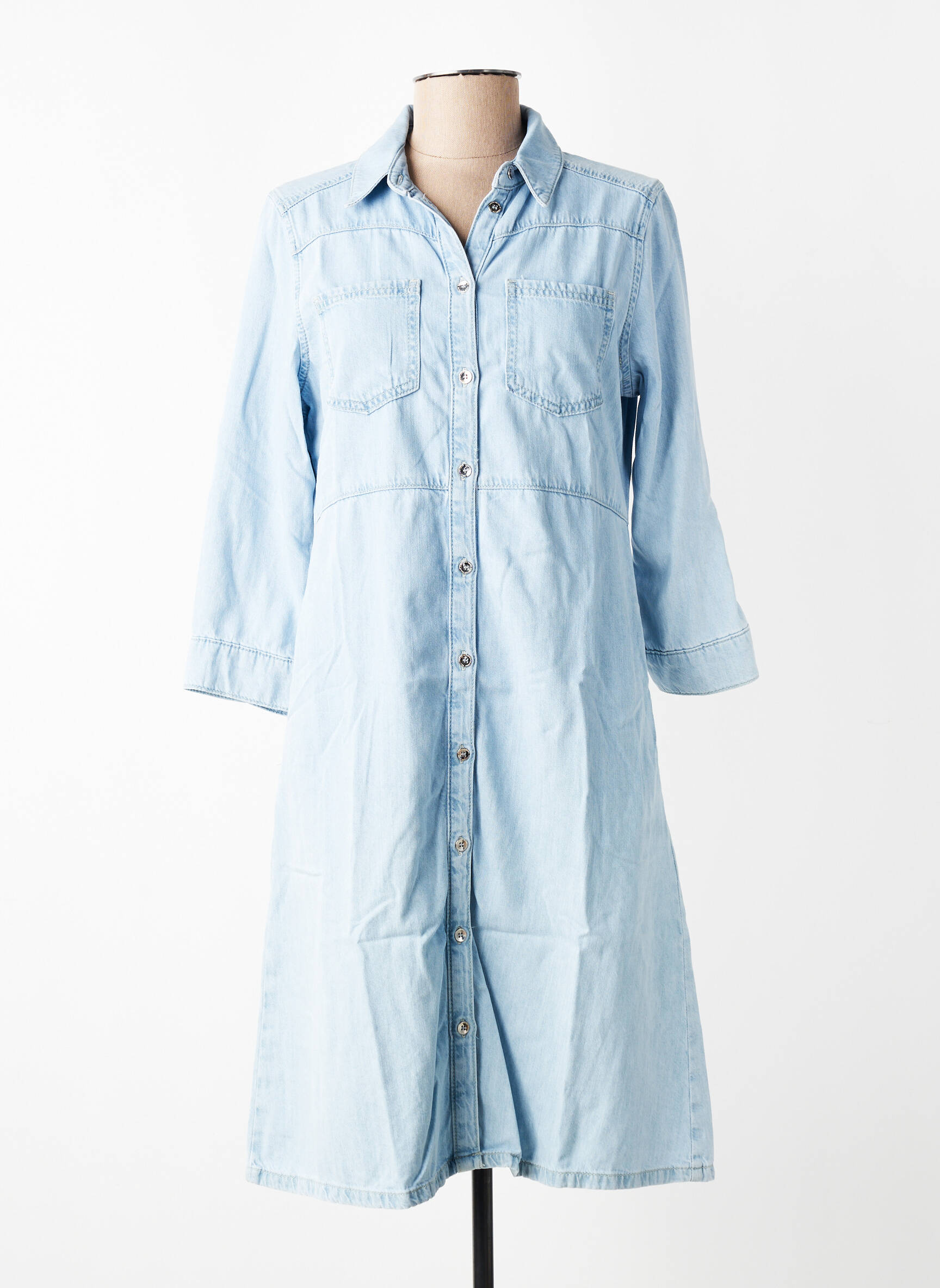 Robe mi-longue manches longues manches longues bleu STREET ONE femme