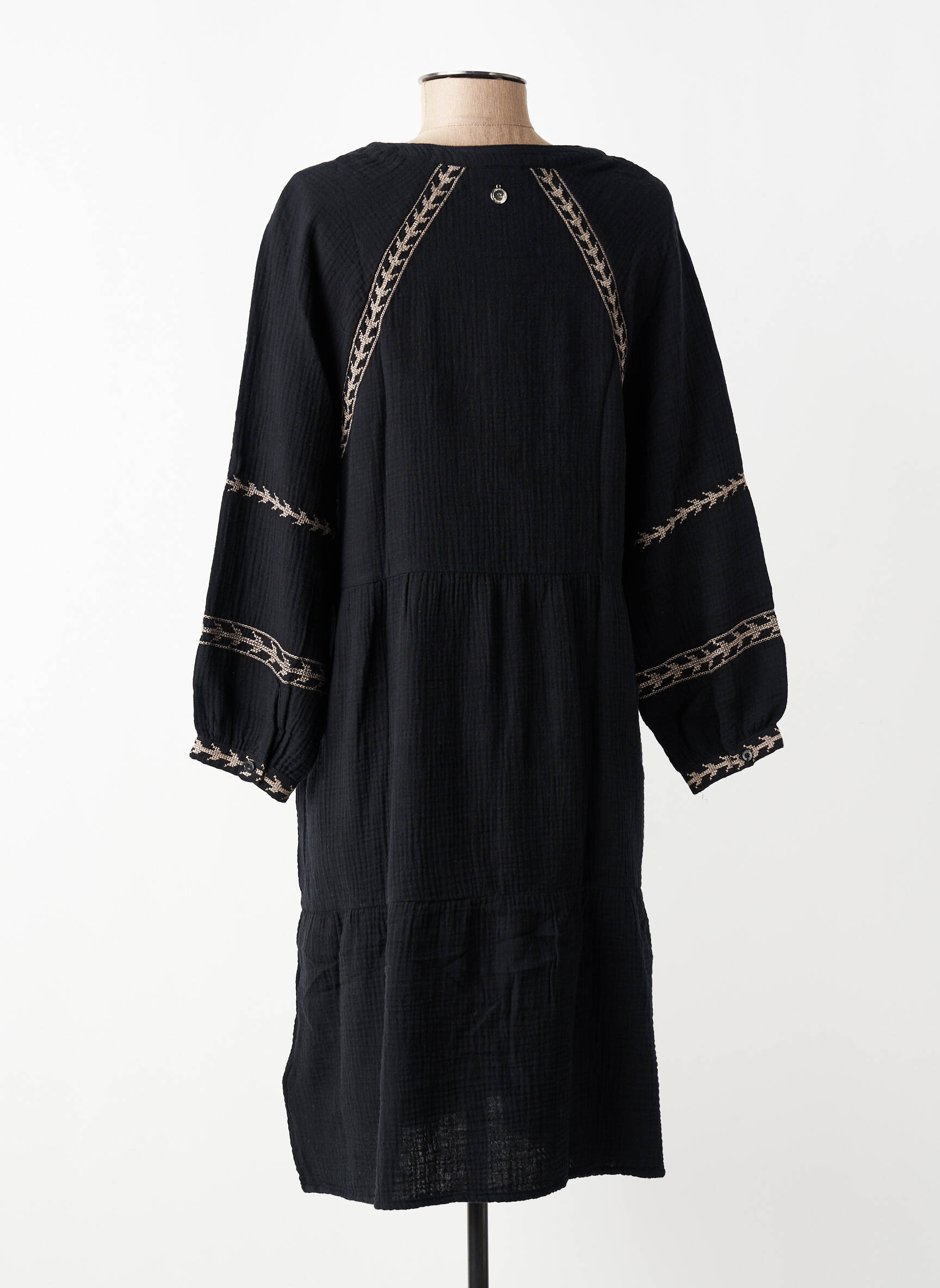 Robe mi-longue manches longues manches longues noir STREET ONE femme