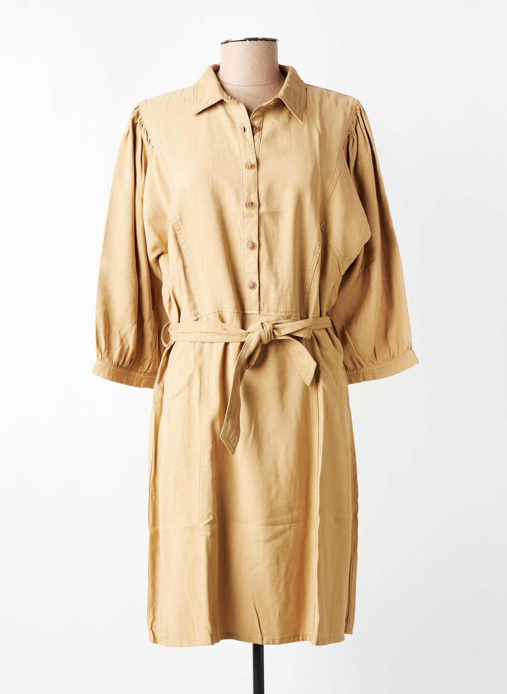 Robe mi-longue manches 3/4 manches 3/4 beige GARCIA femme