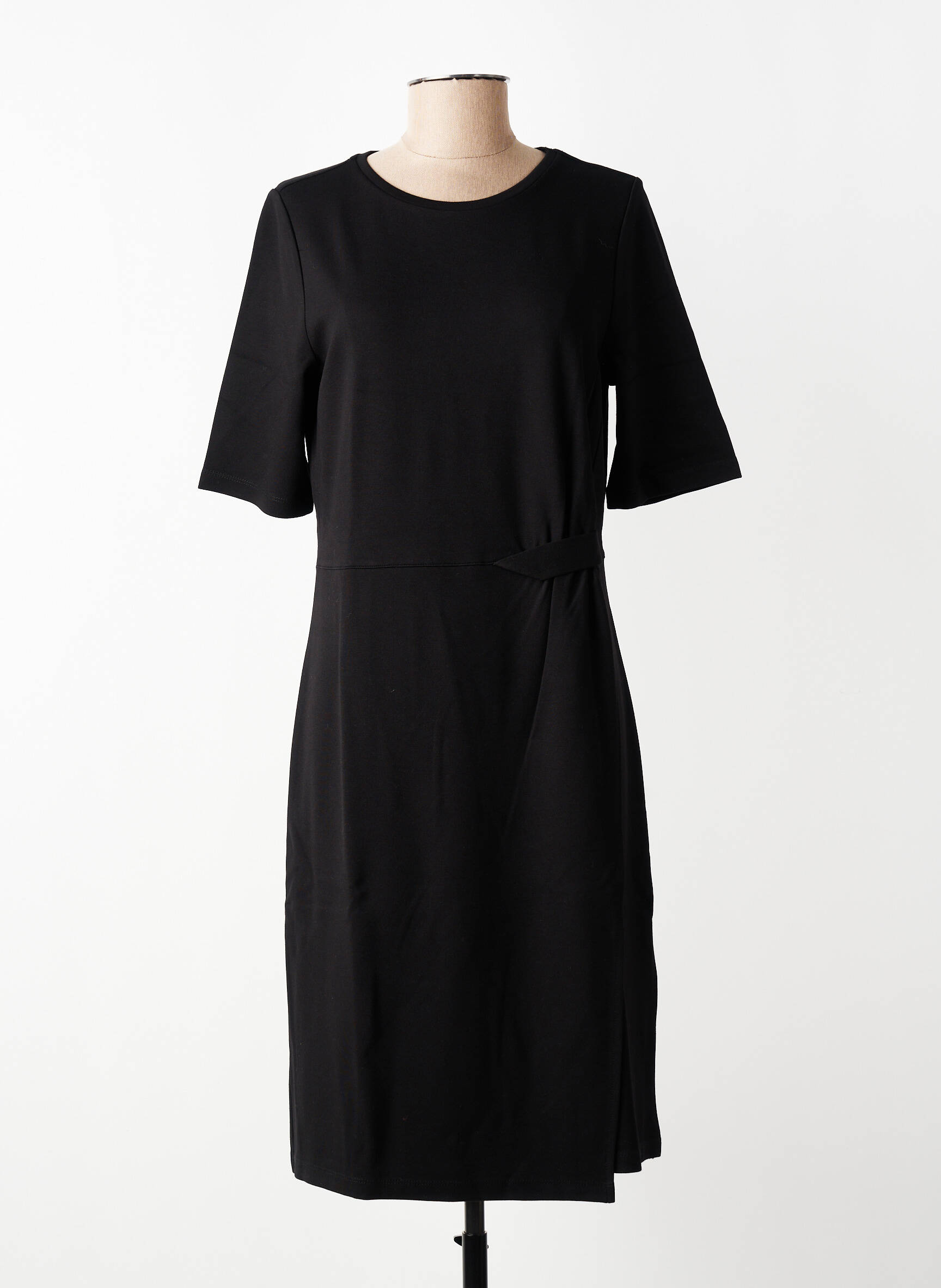 Robe mi-longue manches courtes manches courtes noir STREET ONE femme