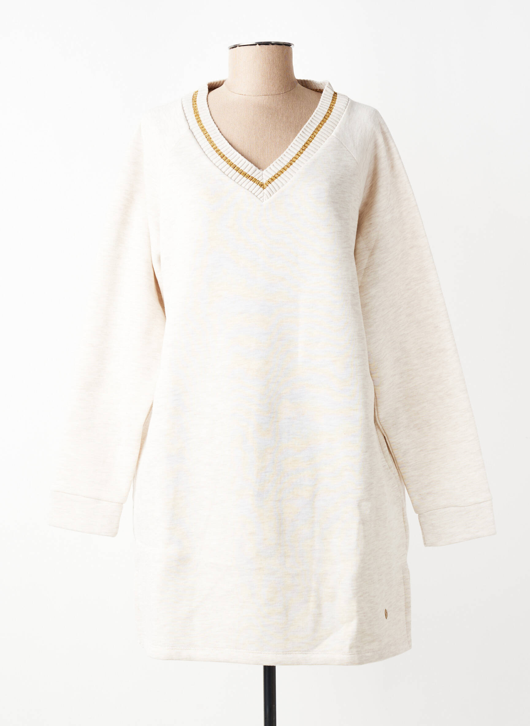 Pull tunique manches longues manches longues beige LES TROPEZIENNES PAR M.BELARBI femme