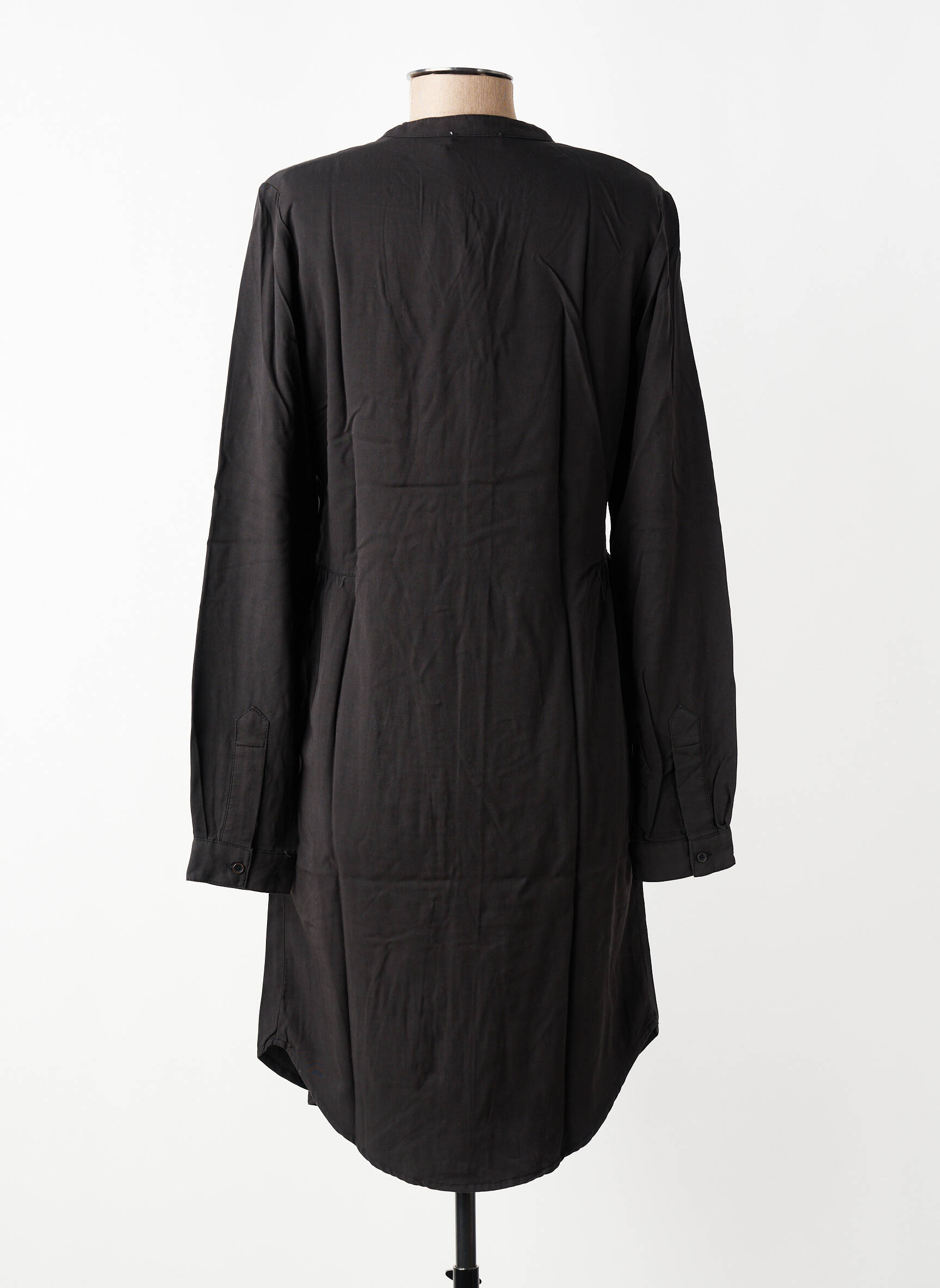 Robe mi-longue manches longues manches longues noir GEISHA femme