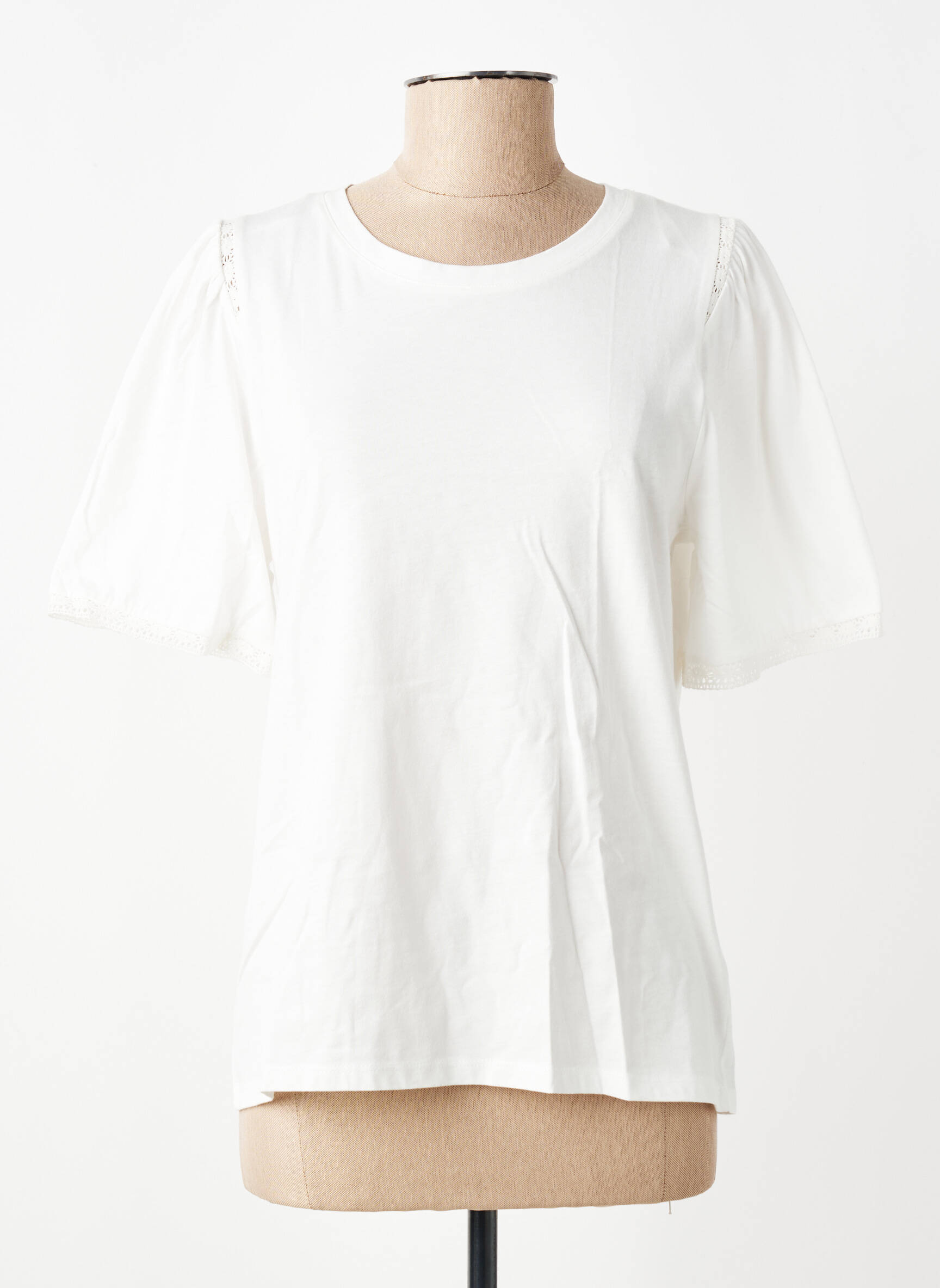 T-shirt coupe droite manches courtes blanc GEISHA femme