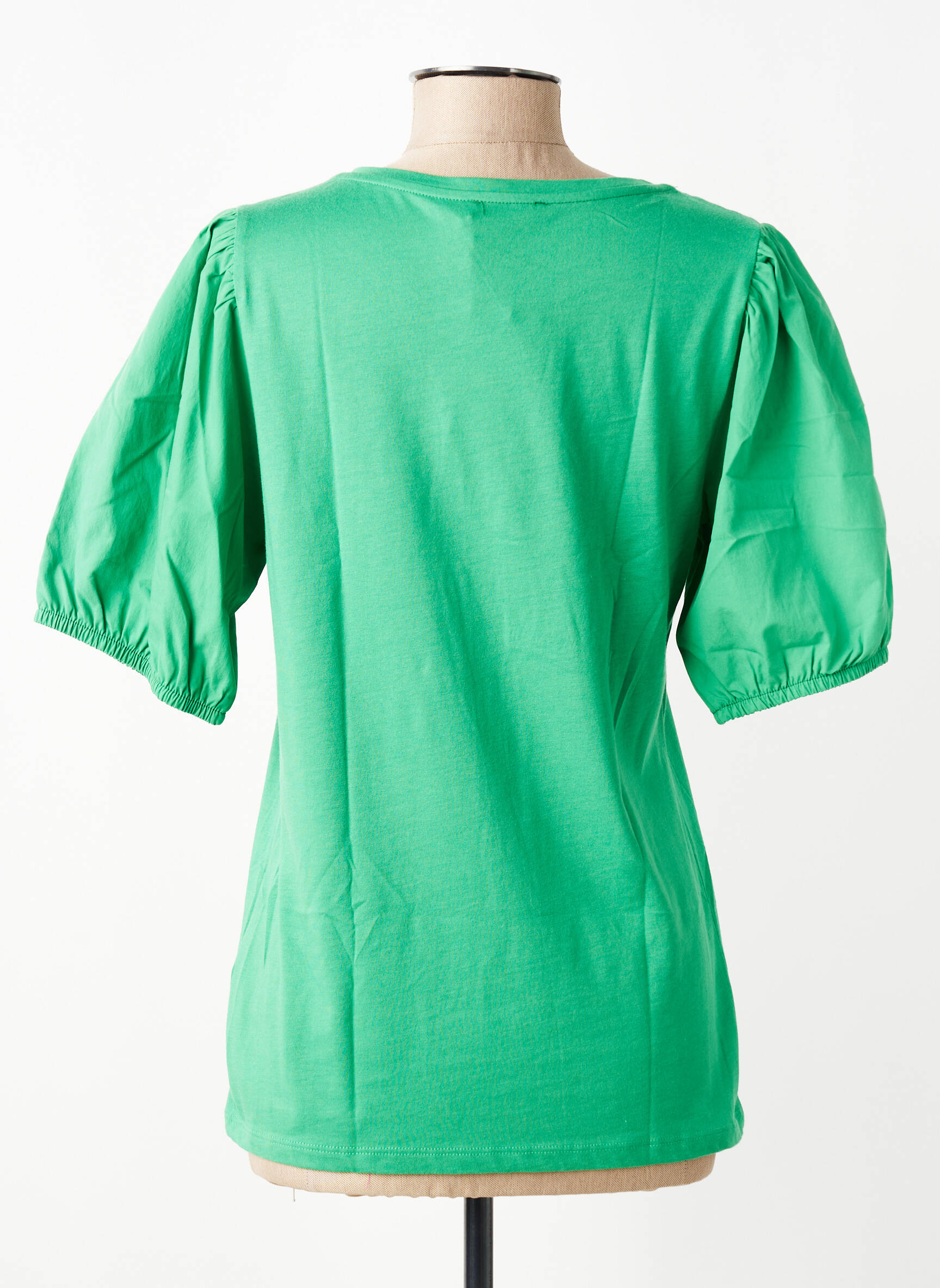 T-shirt coupe droite manches courtes vert GEISHA femme